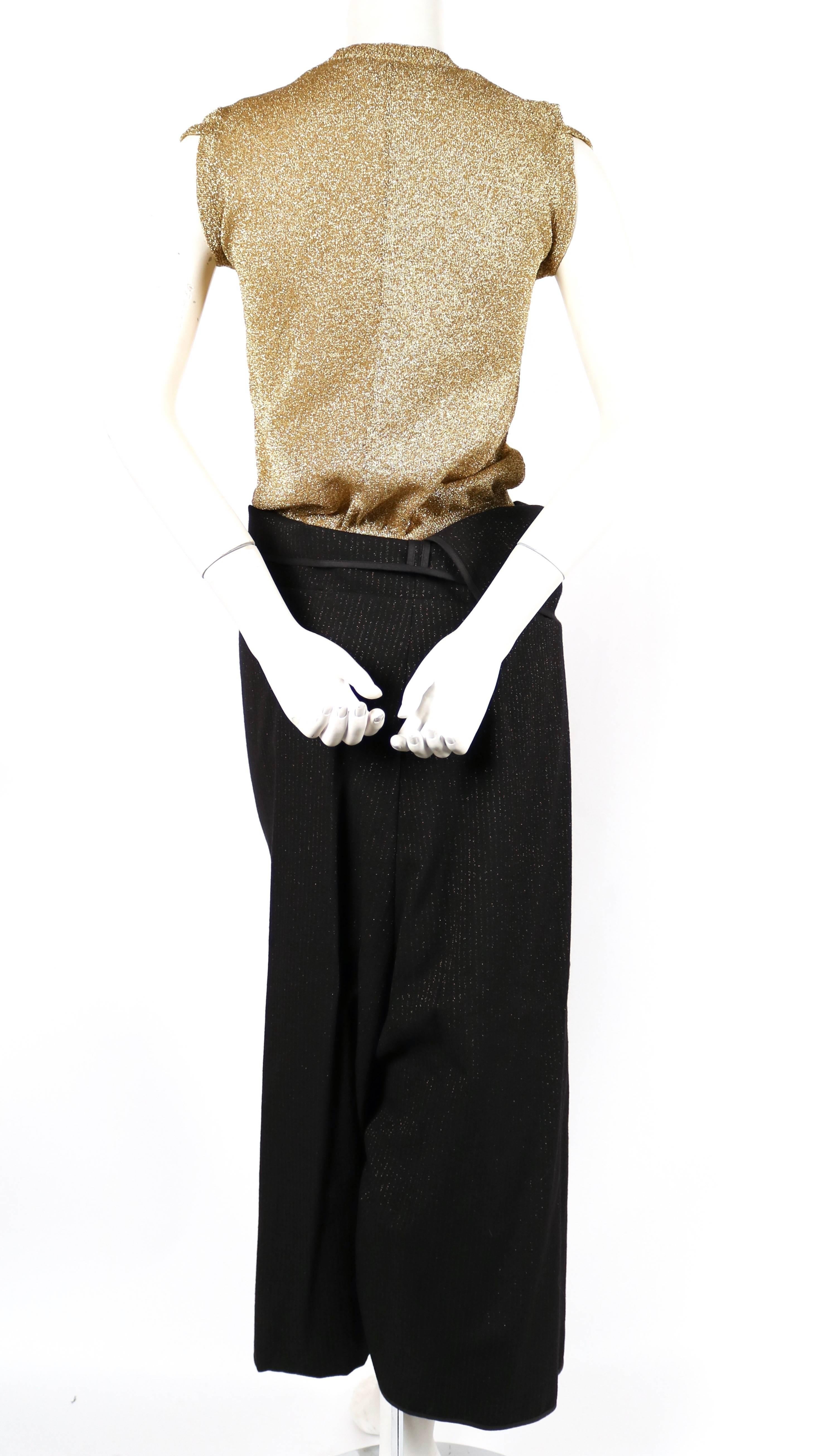 Women's or Men's Comme Des Garcons lurex top with gold pinstriped wrap sarouel pants, 1999 