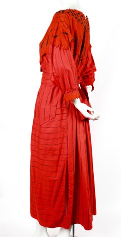 Zandra Rhodes hand painted raw silk and leather dress, 1980s