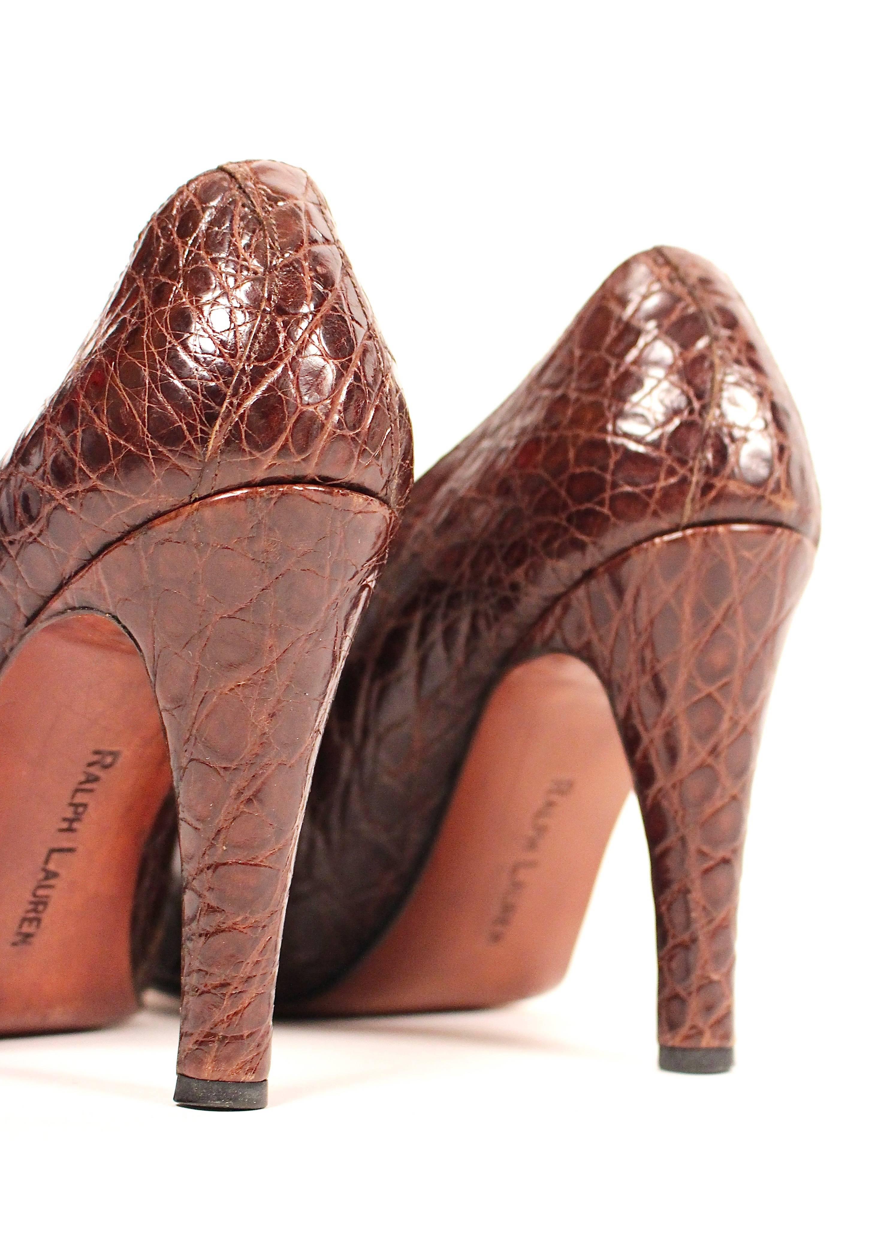 brown crocodile heels