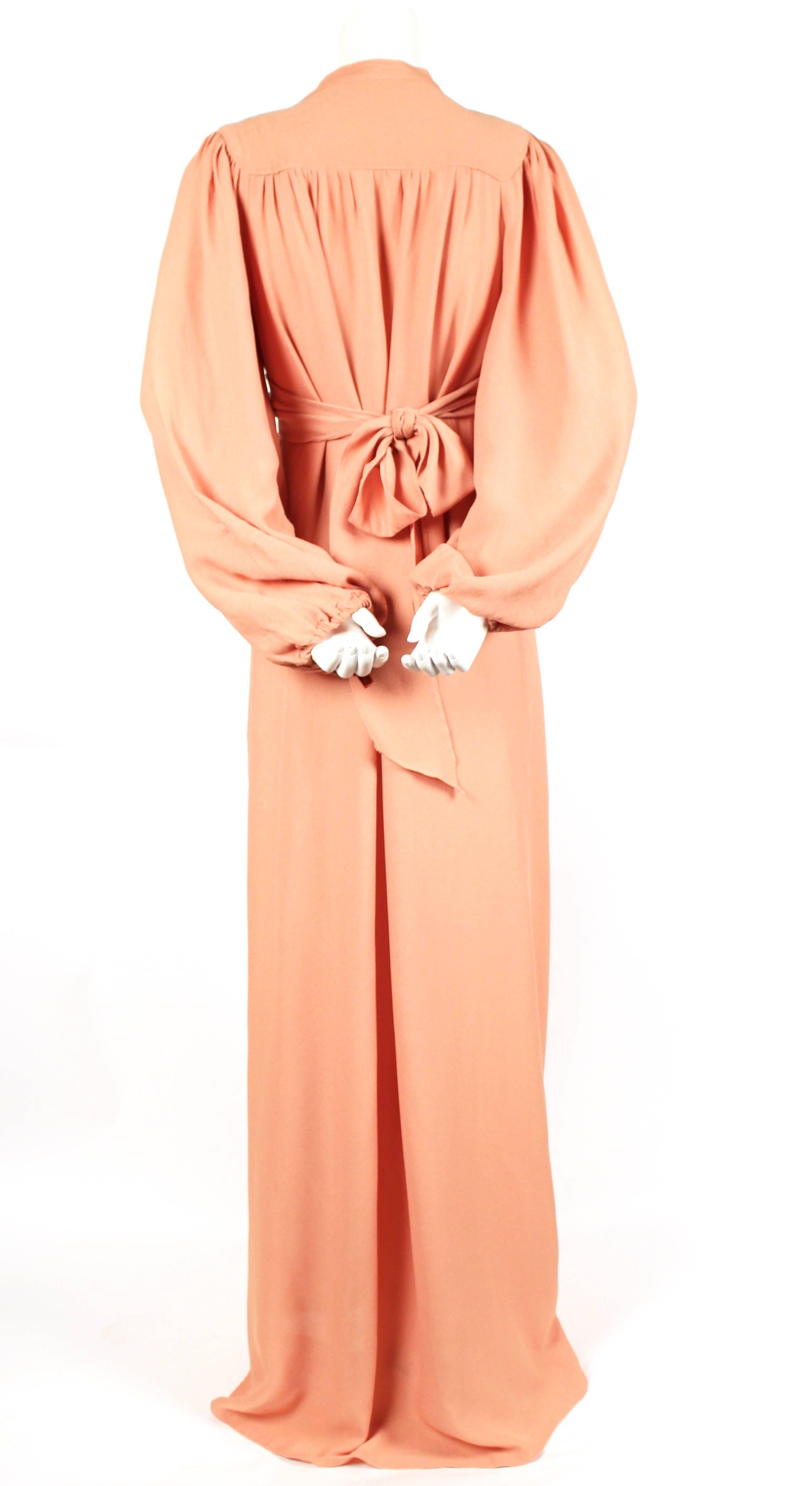 Ossie Clark salmon moss crepe maxi dress, 1970s  In Good Condition In San Fransisco, CA