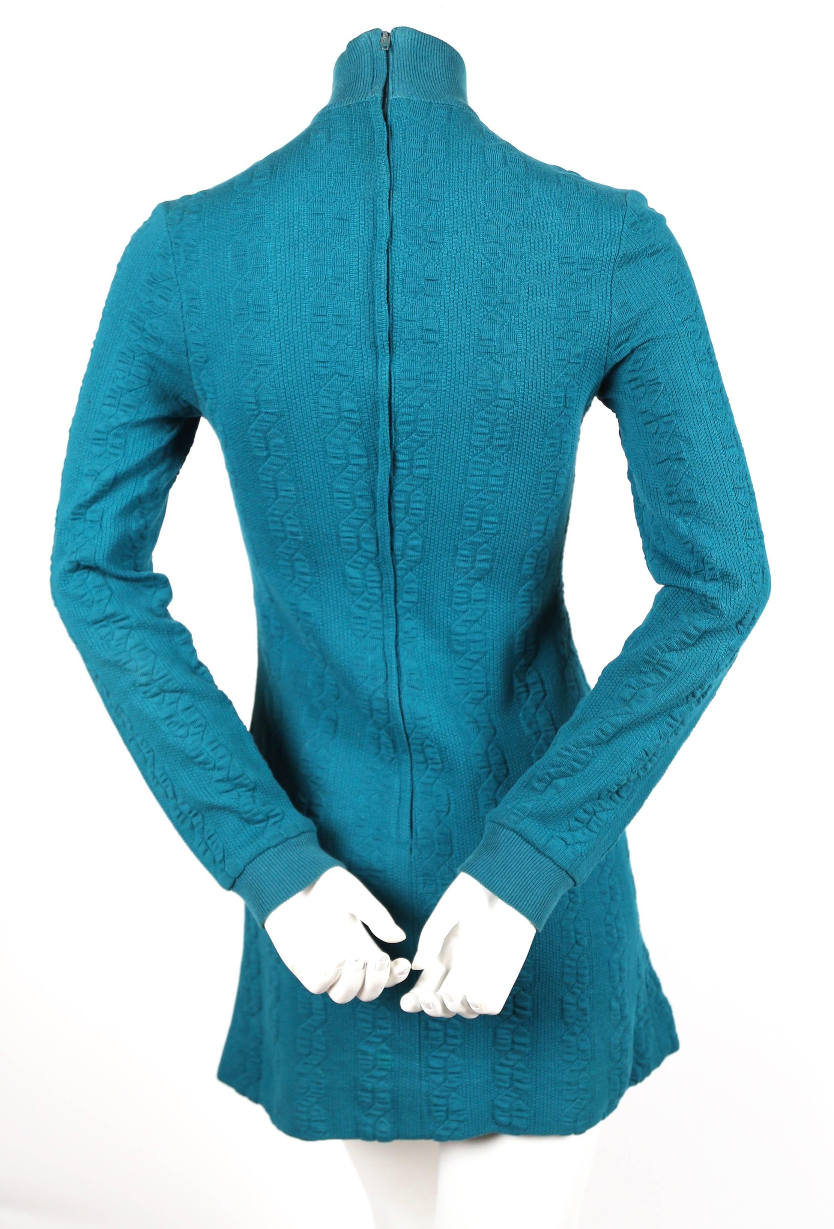 1960's BETSEY JOHNSON for PARAPHERNALIA turquoise mini dress In Good Condition In San Fransisco, CA