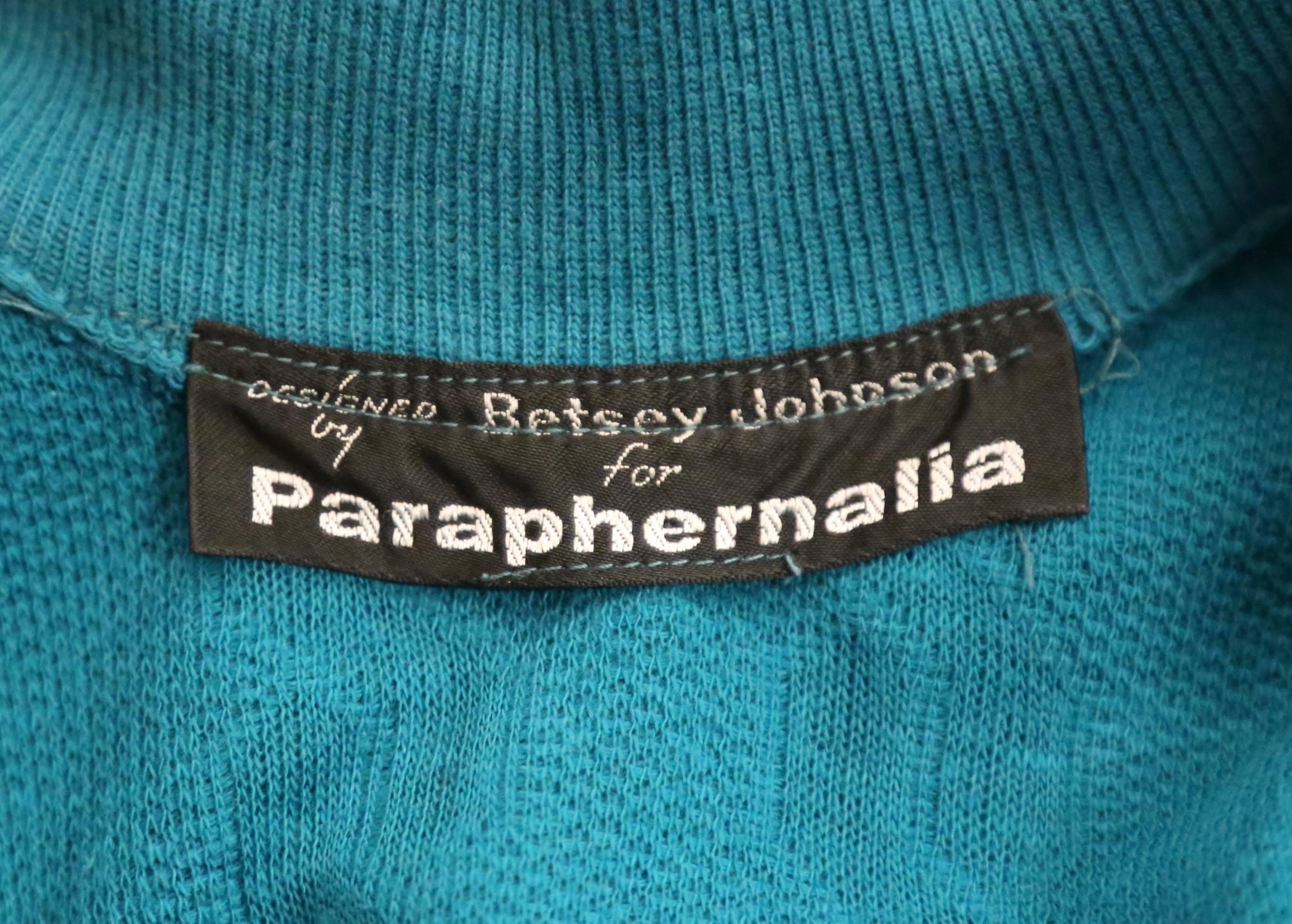 Women's or Men's 1960's BETSEY JOHNSON for PARAPHERNALIA turquoise mini dress