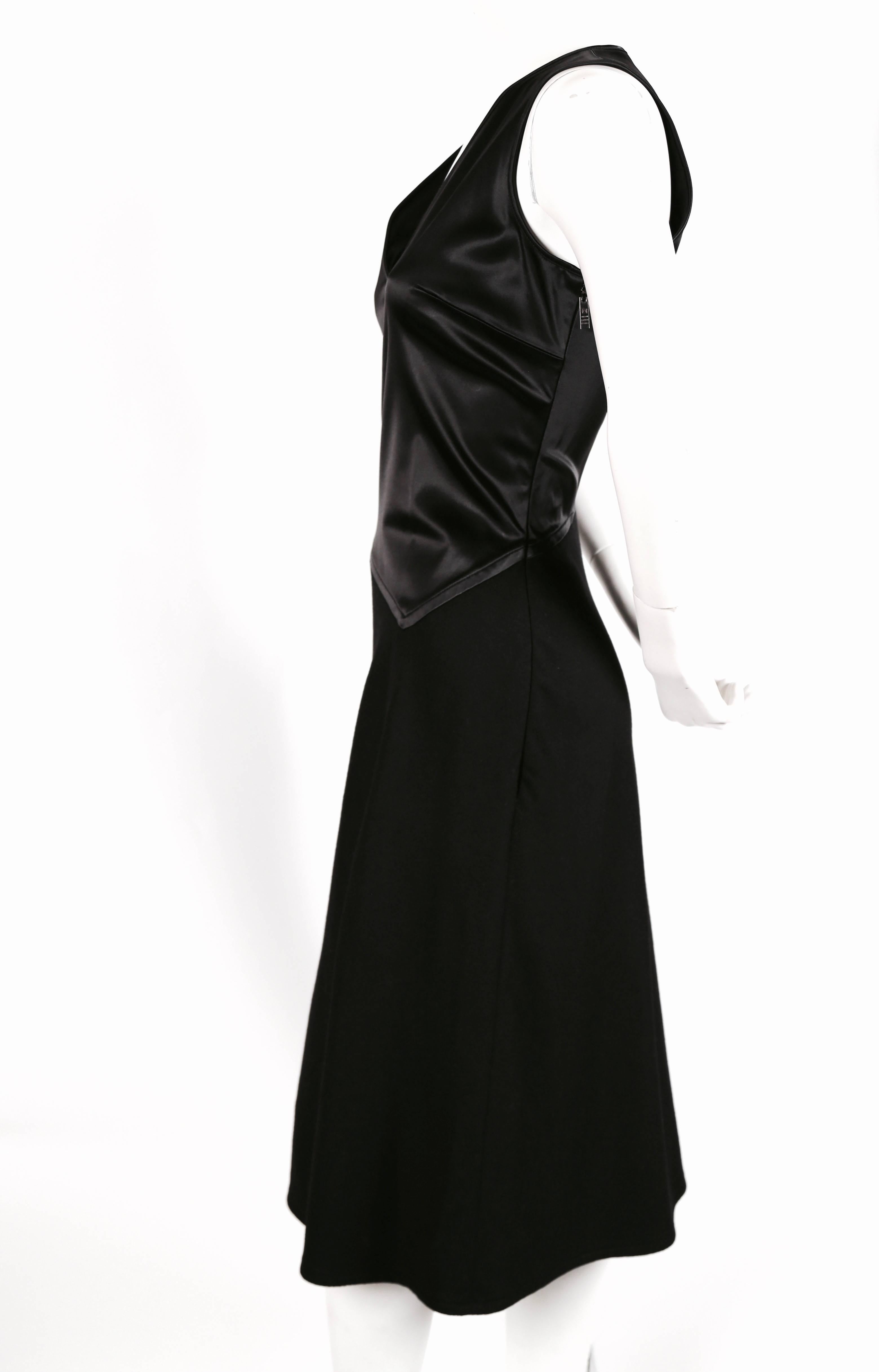 Black 1990's HERVE LEGER satin and angora black dress with asymmetrical slit