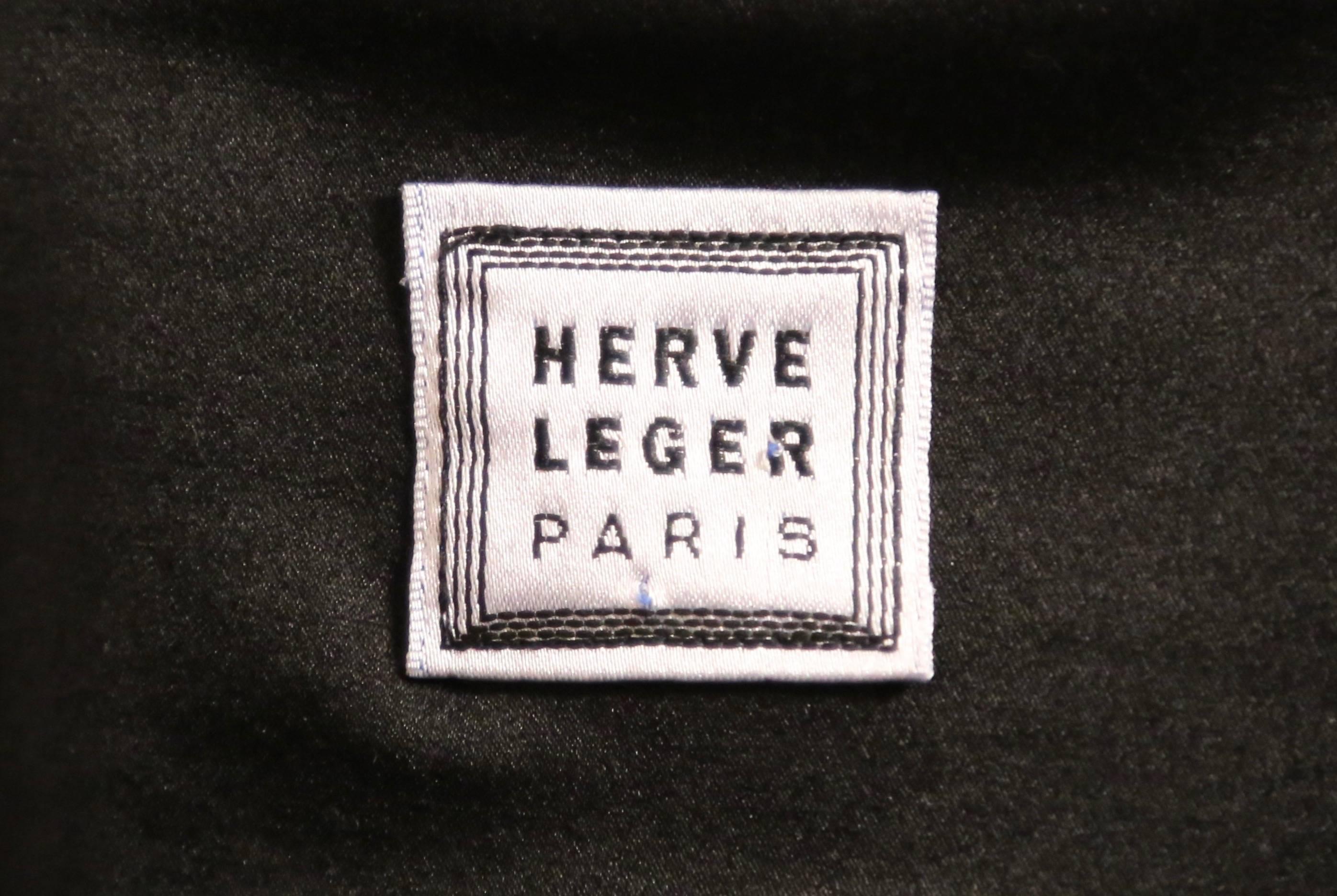 Women's or Men's 1990's HERVE LEGER satin and angora black dress with asymmetrical slit