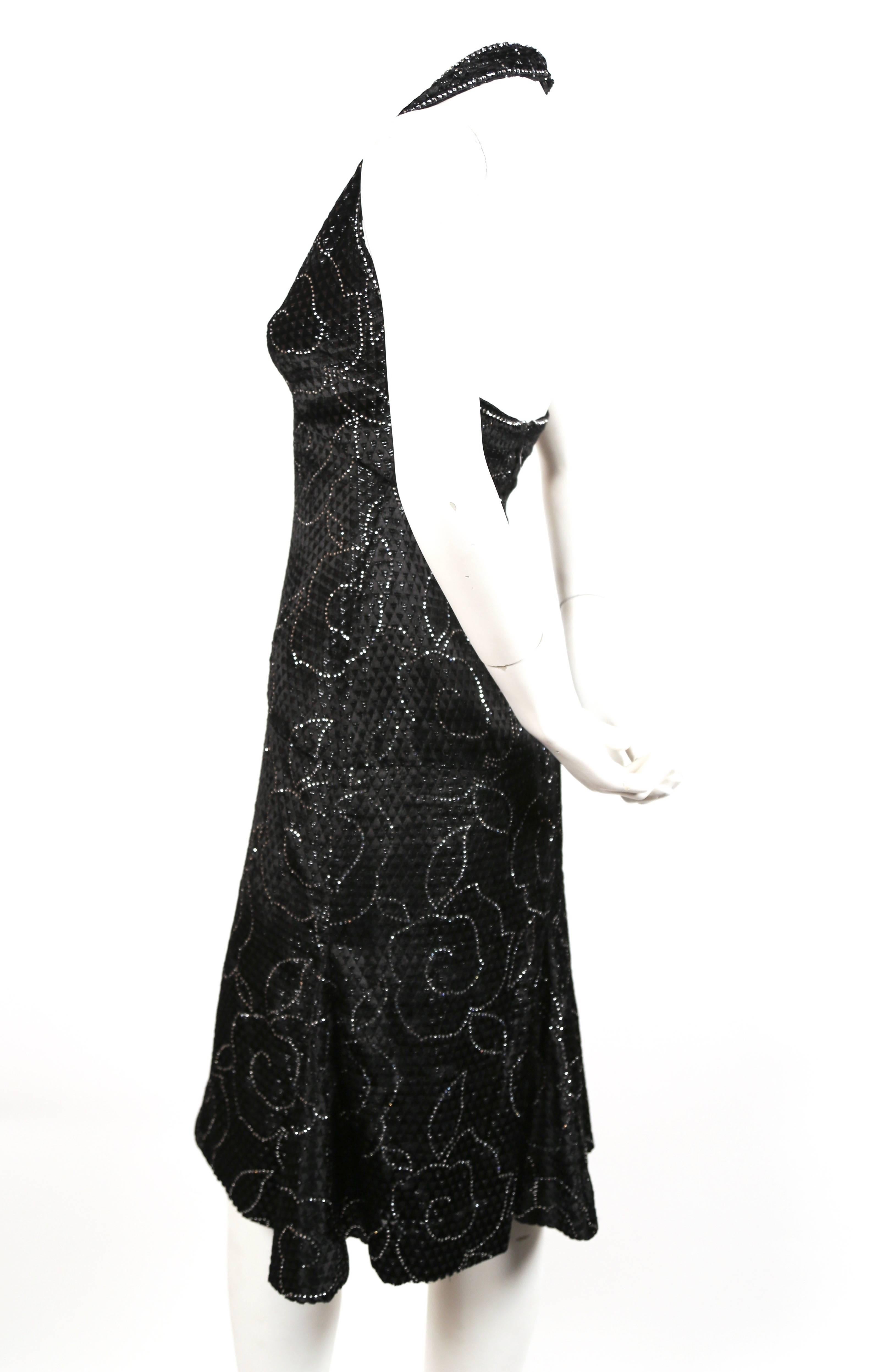 Black Pierre Balmain black velvet haute couture dress with rhinestones, 1960s