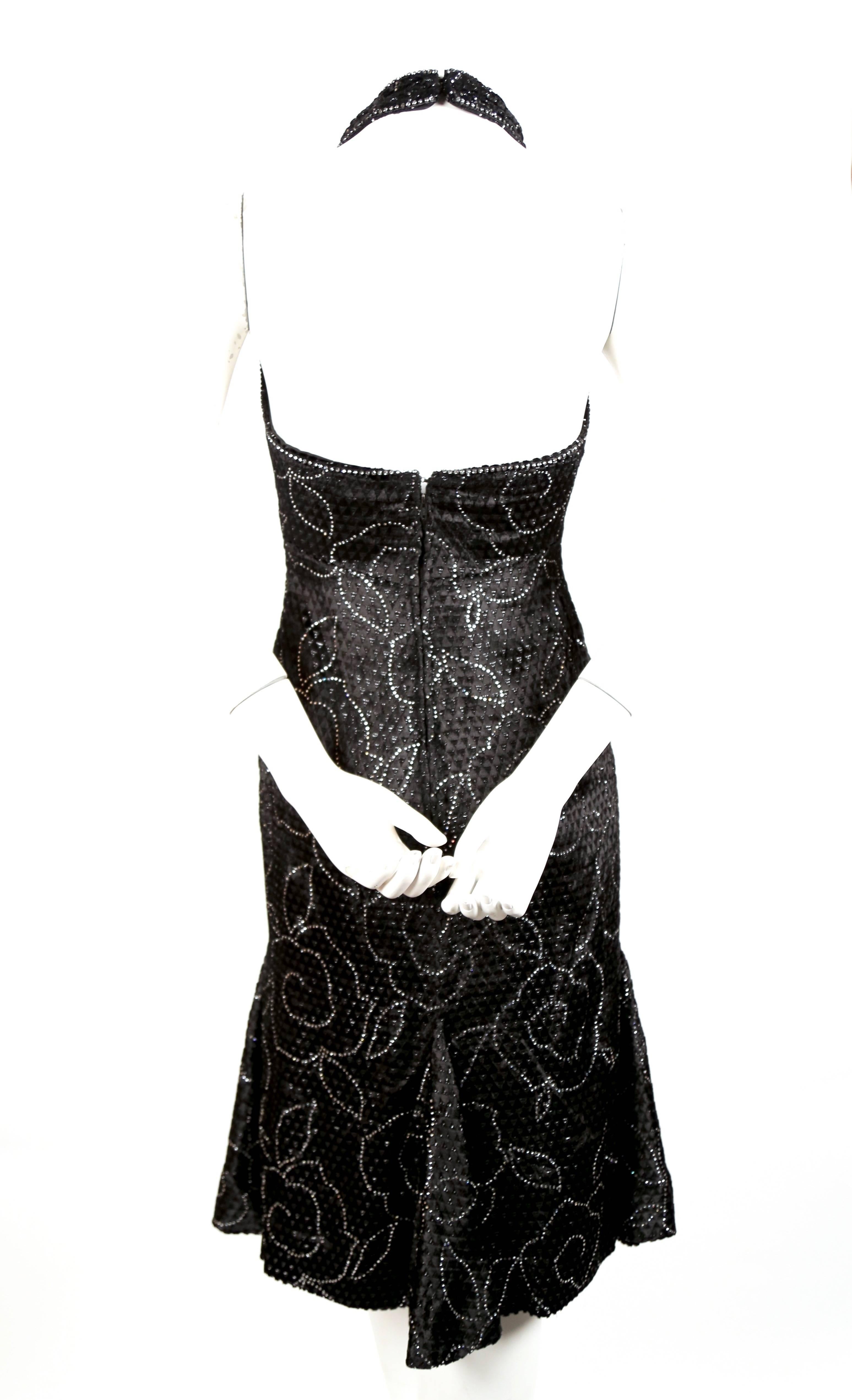Pierre Balmain black velvet haute couture dress with rhinestones, 1960s In Excellent Condition In San Fransisco, CA