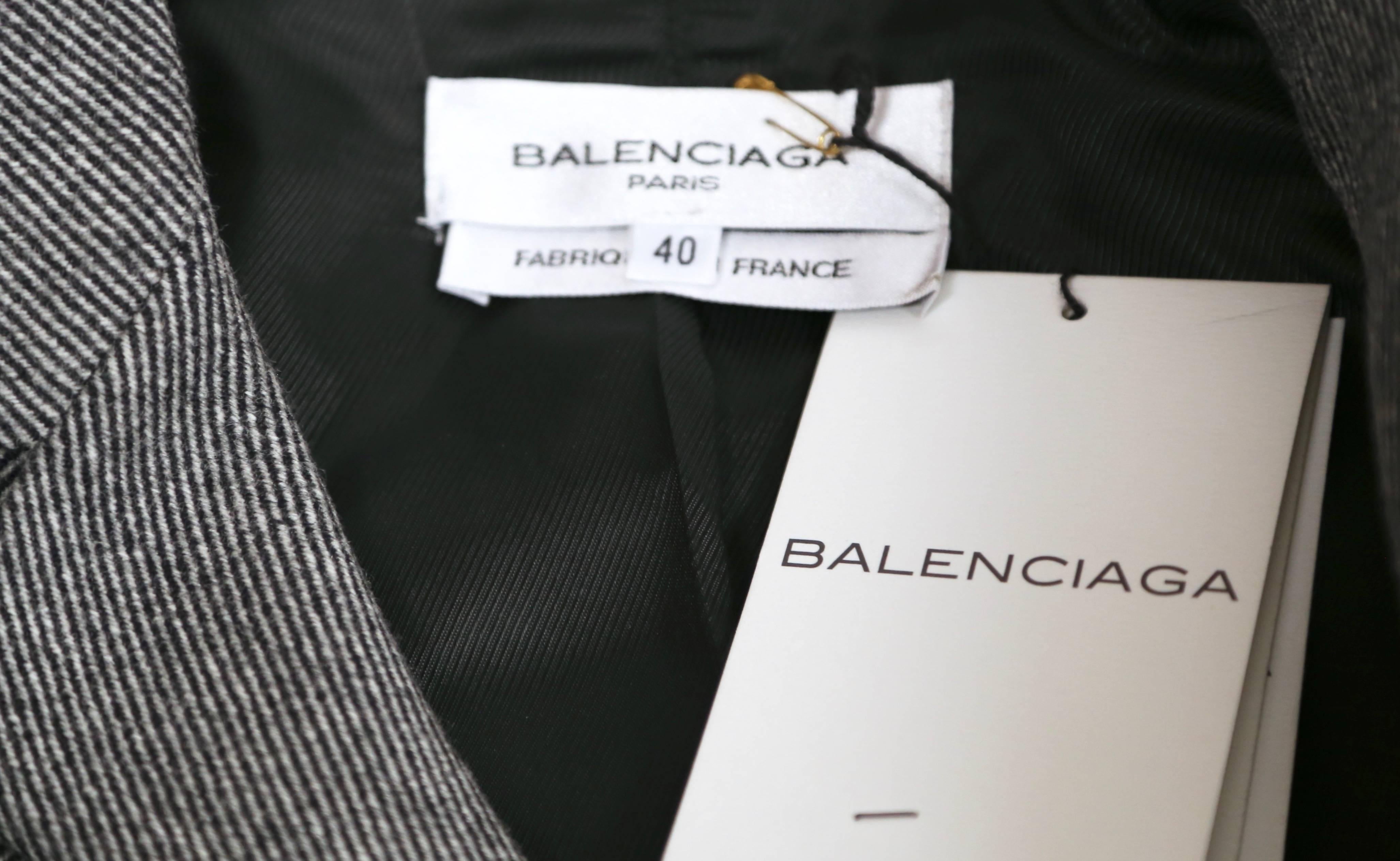 Black new 2002 Nicolas Ghesquiere for BALENCIAGA wool & leather runway jacket 