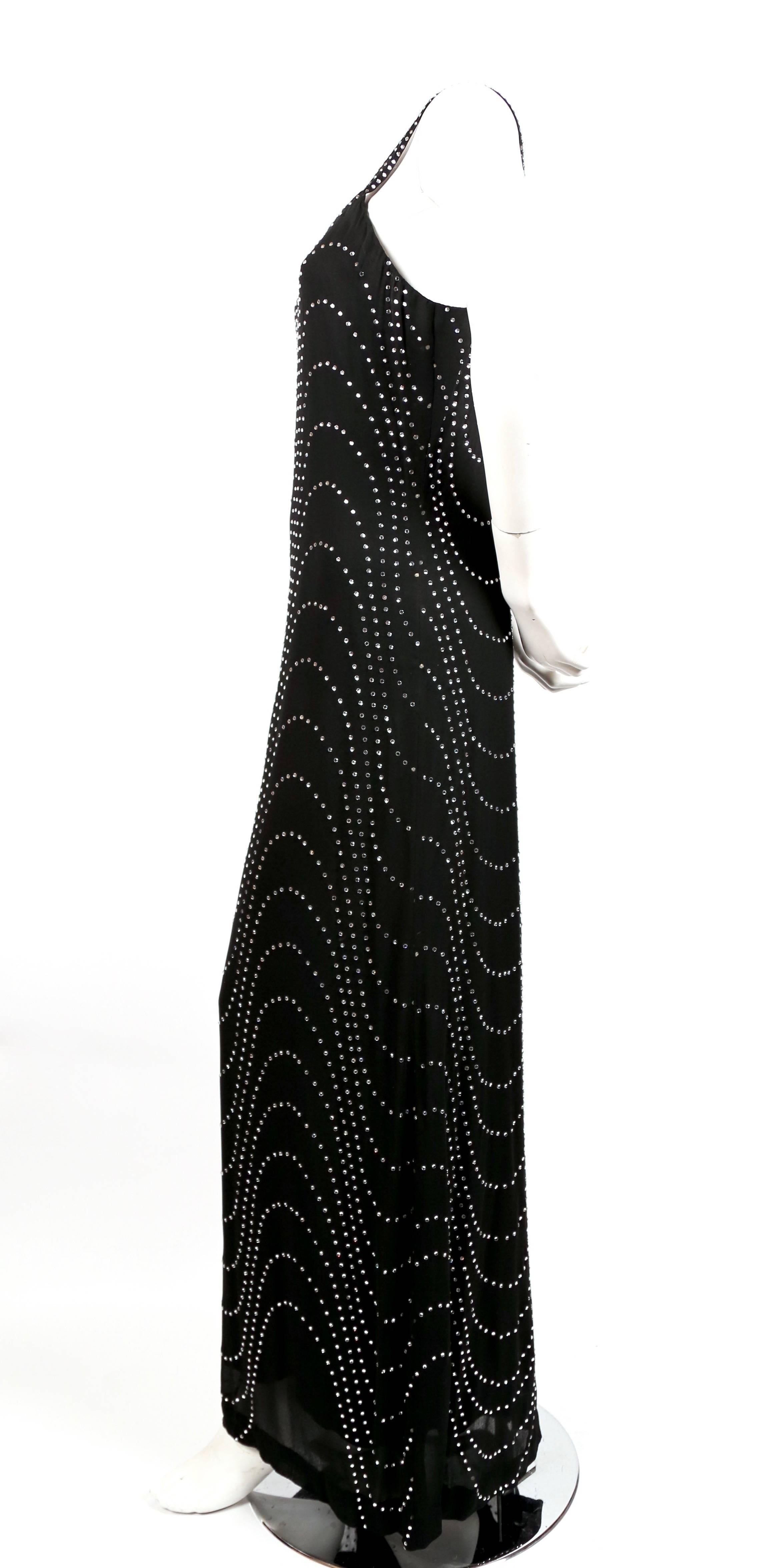 Black 1960's PIERRE BALMAIN  black silk haute couture gown with crystals