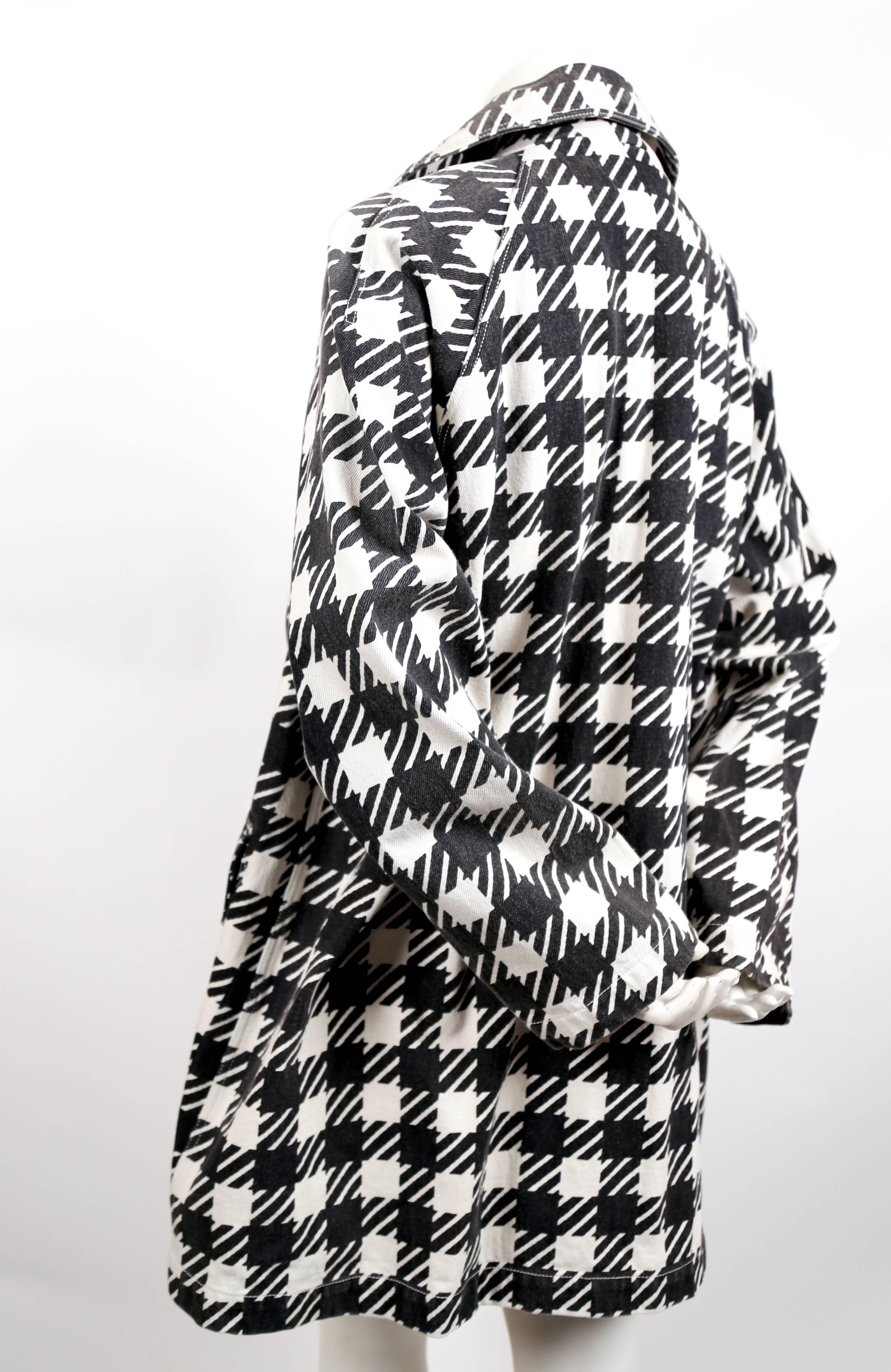 Black 1991 AZZEDINE ALAIA black checked 'Tati' coat with star buttons