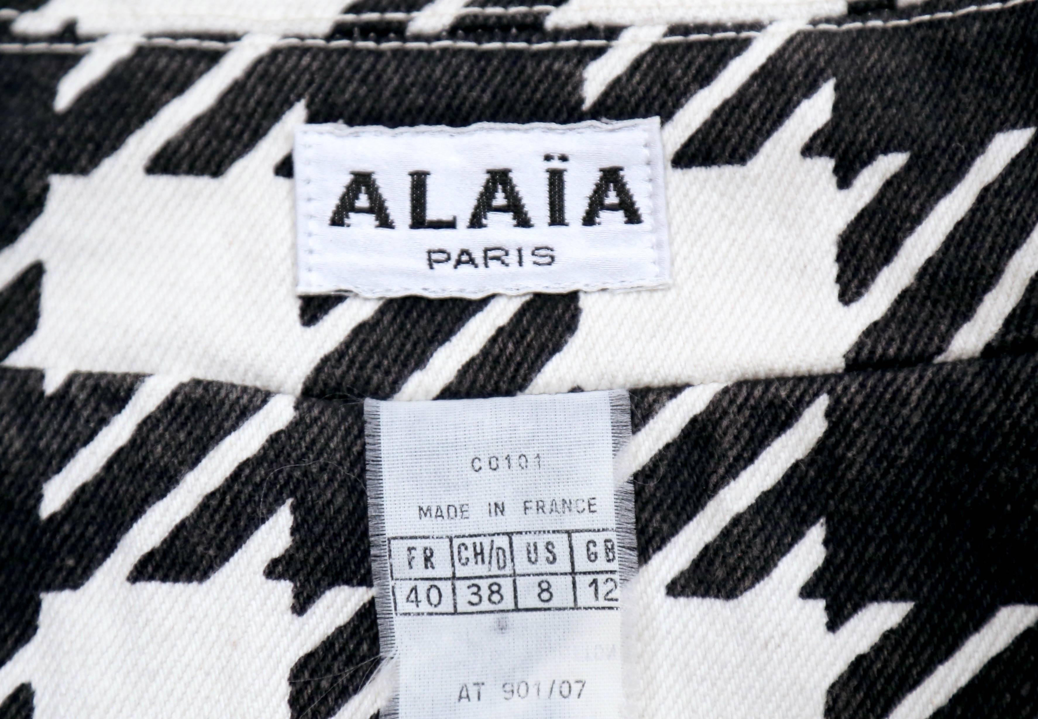 1991 AZZEDINE ALAIA black checked 'Tati' coat with star buttons 1