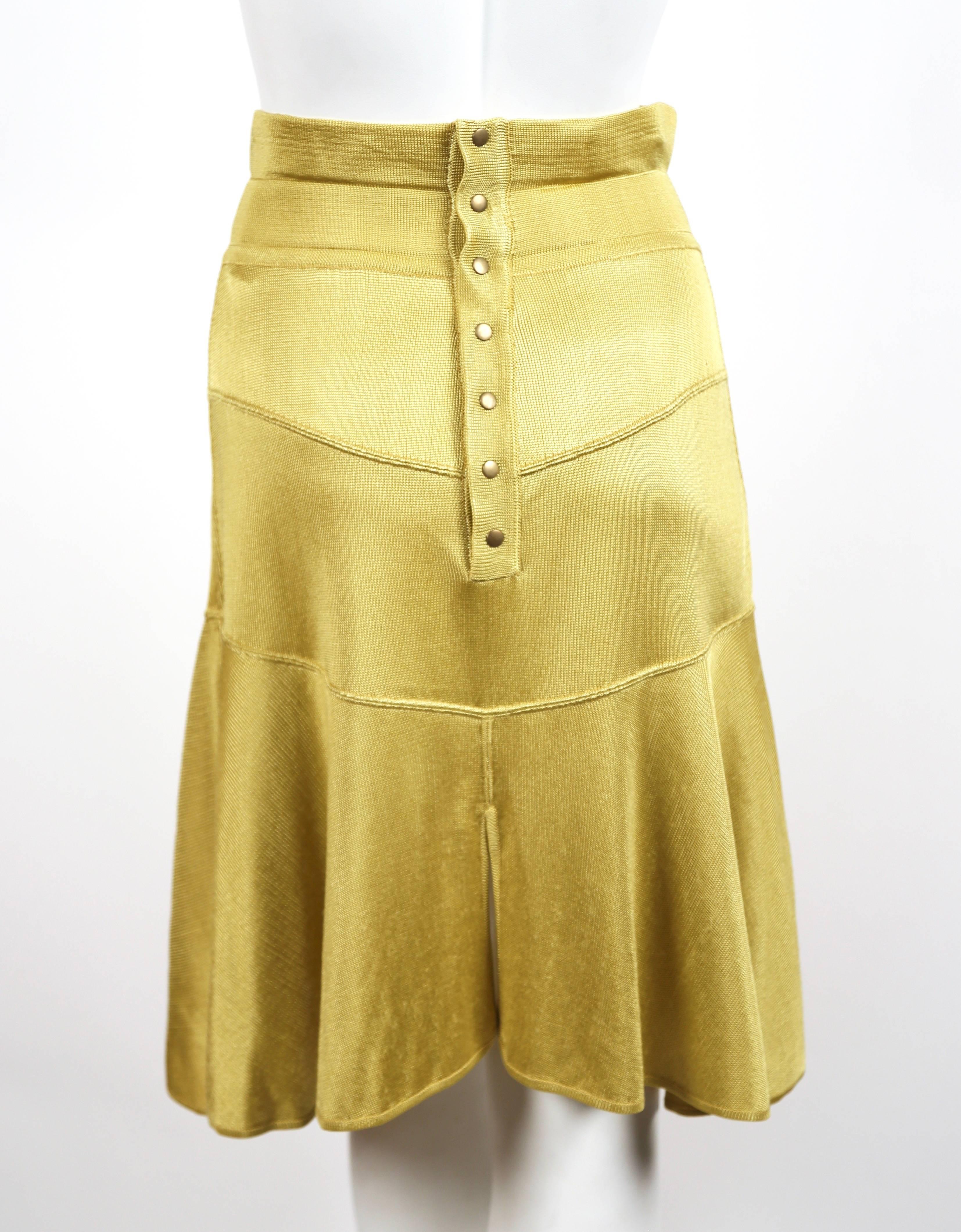 1980's AZZEDINE ALAIA yellow seamed skirt with high waist In Good Condition In San Fransisco, CA
