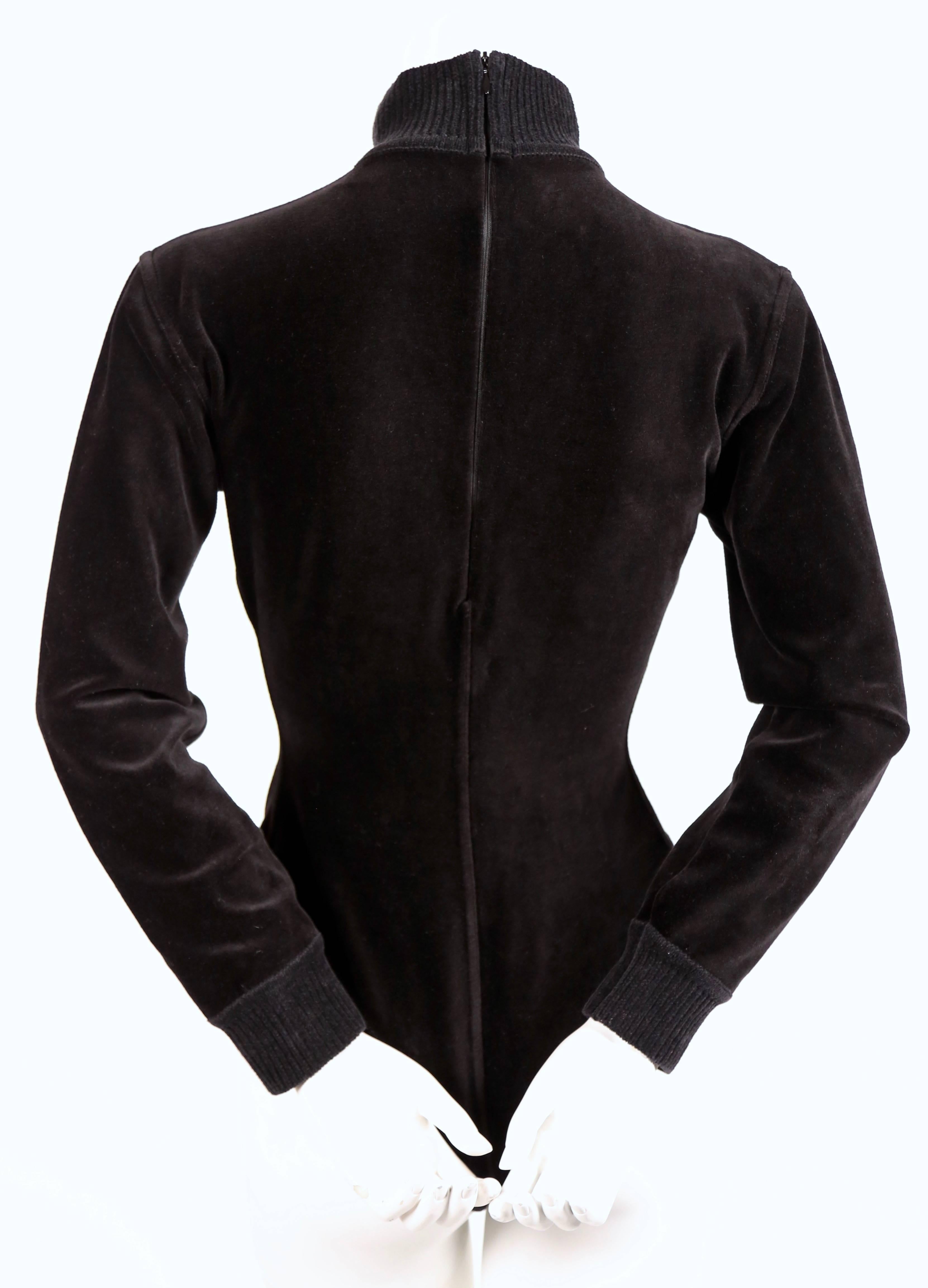 Black 1990's AZZEDINE ALAIA black velvet bodysuit