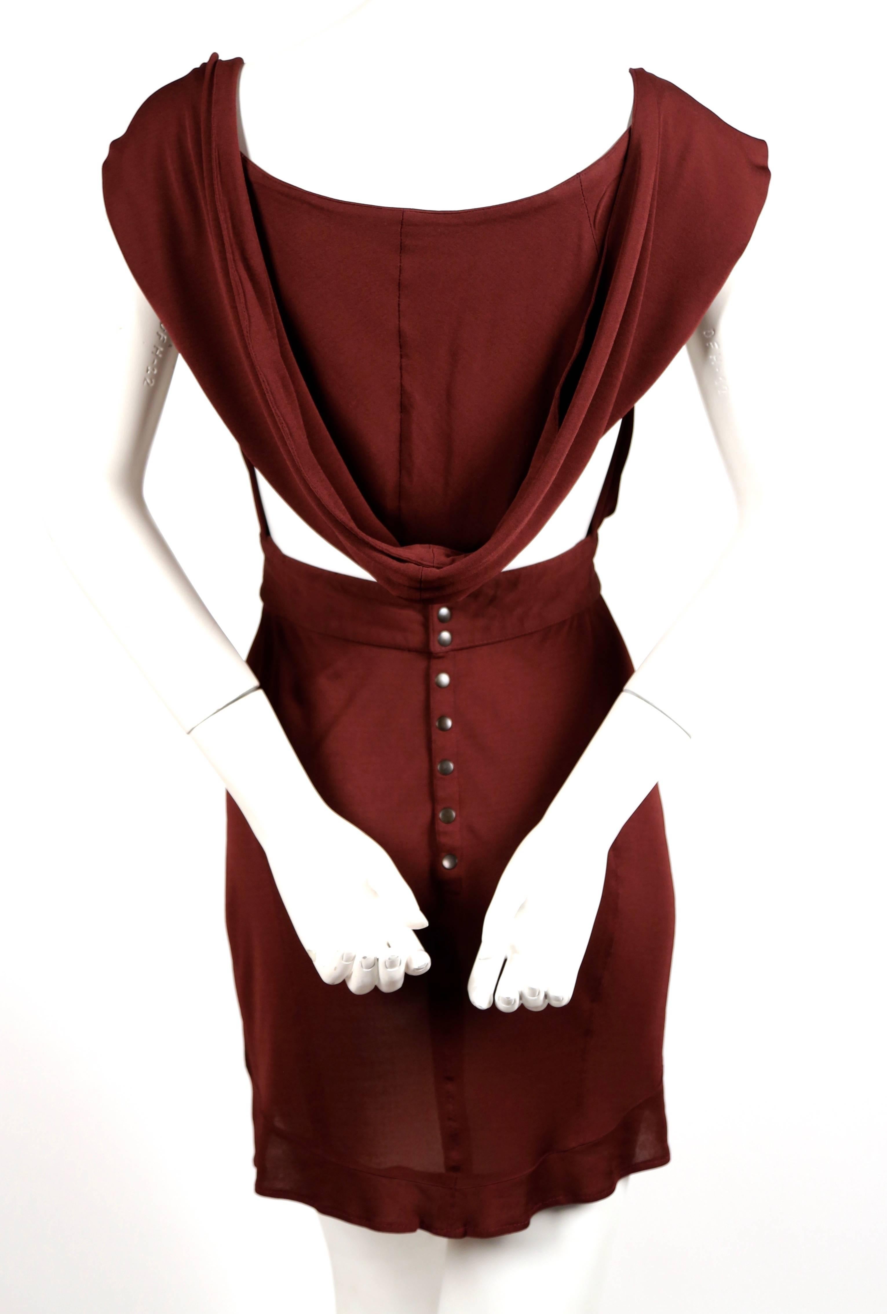 Azzedine Alaia burgundy jersey backless dress with hood, 1990 In Good Condition In San Fransisco, CA