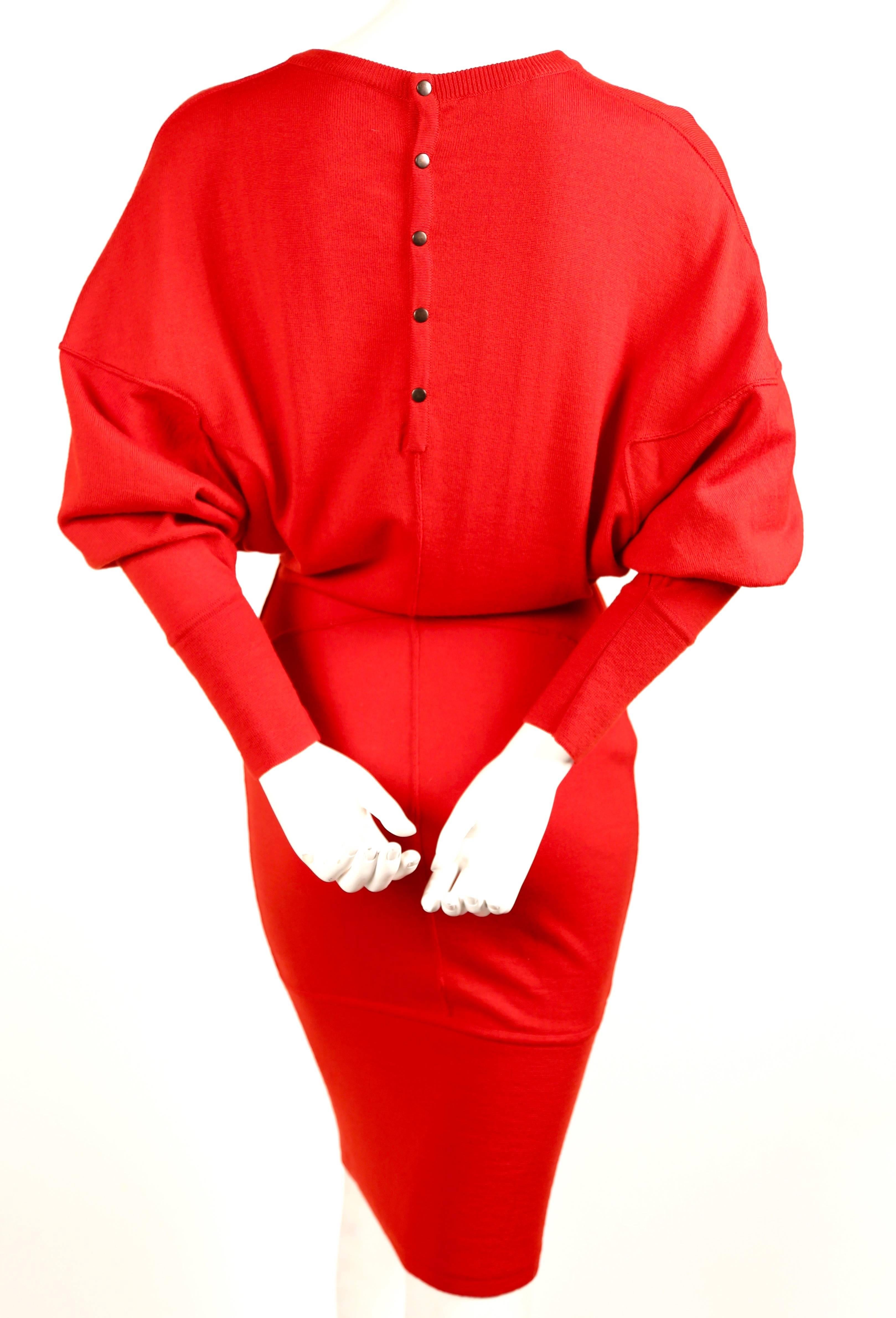Azzedine Alaia red knit dress, 1980s  In Excellent Condition In San Fransisco, CA