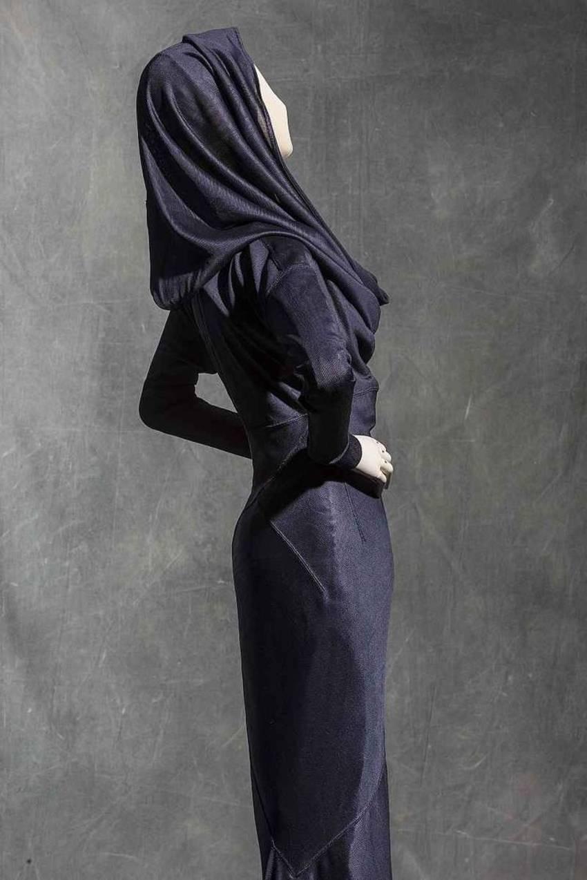 Women's Azzedine Alaia olive viscose hooded dress, 1986 