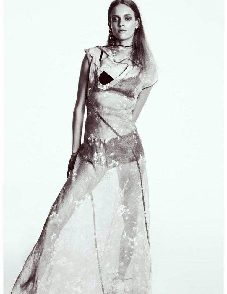 Celine by Phoebe Philo sheer floral organza dress with cut outs, 2017