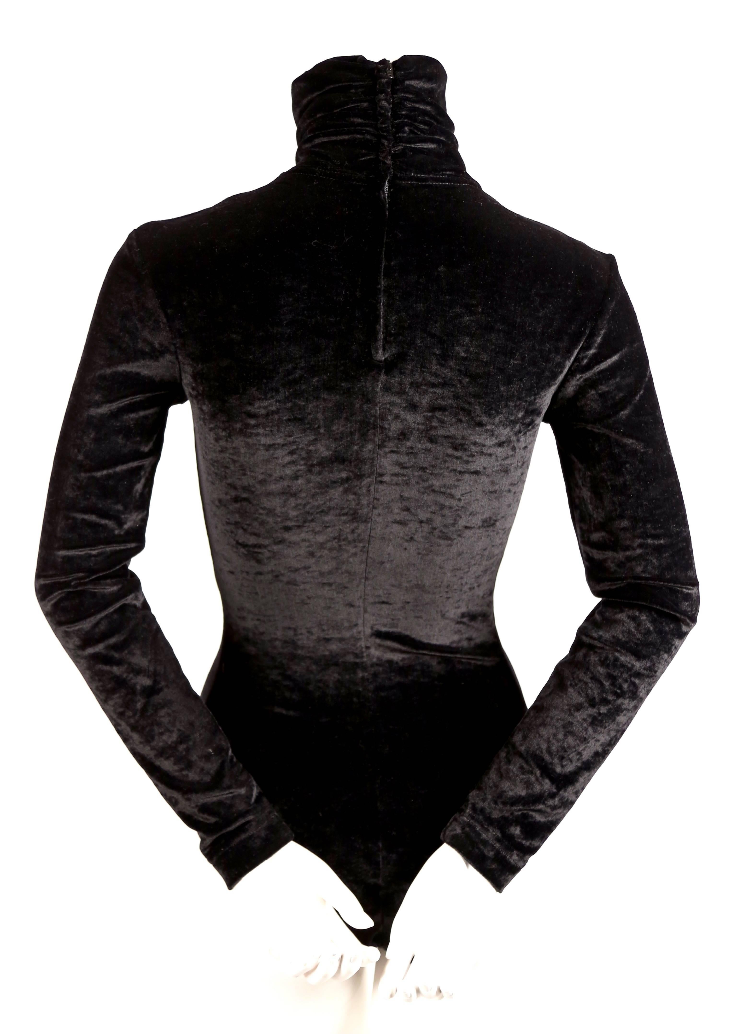 Women's or Men's 1990's RIFAT OZBEK black velvet bodysuit