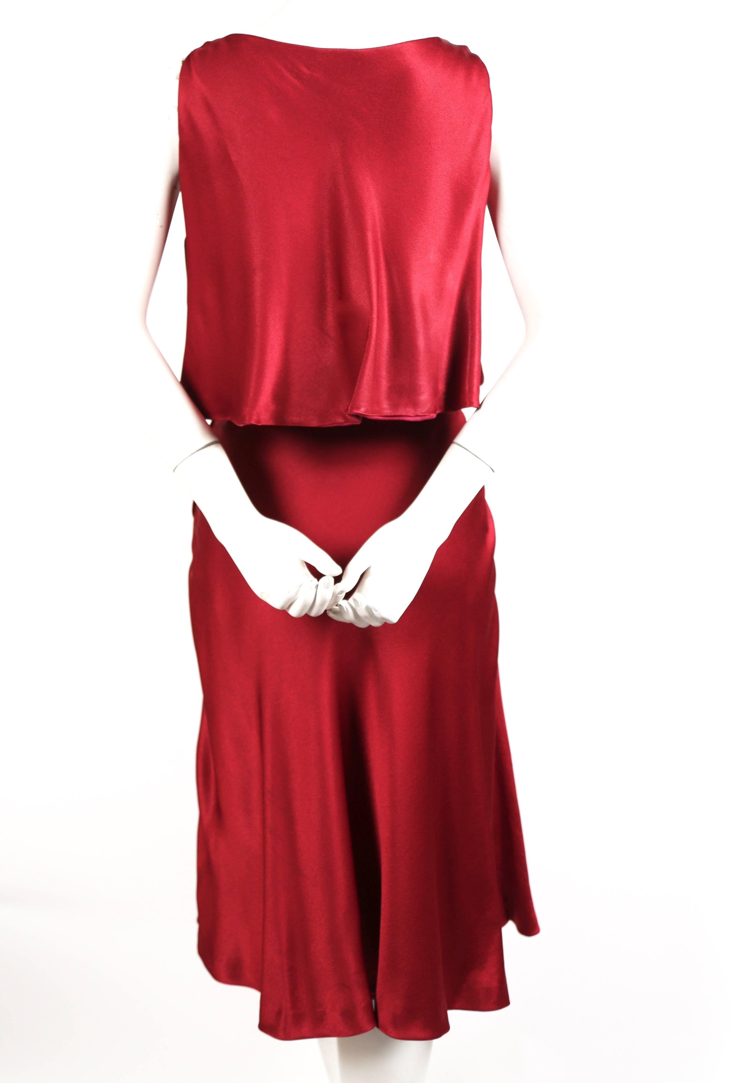 Red 1960's LUIZ ESTEVEZ satin layered dress For Sale