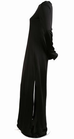 Celine By Phoebe Philo long black draped dress with side slits