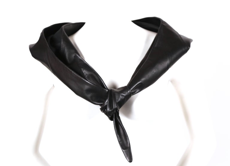 CELINE by PHOEBE PHILO black leather hooded runway scarf - new at ...