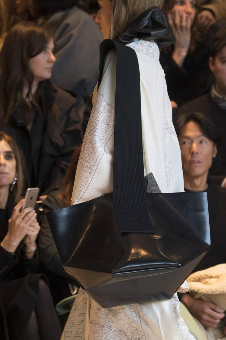 CELINE by PHOEBE PHILO black leather hooded runway scarf new at