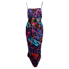early 1980's MISSONI draped jersey dress with abstract print