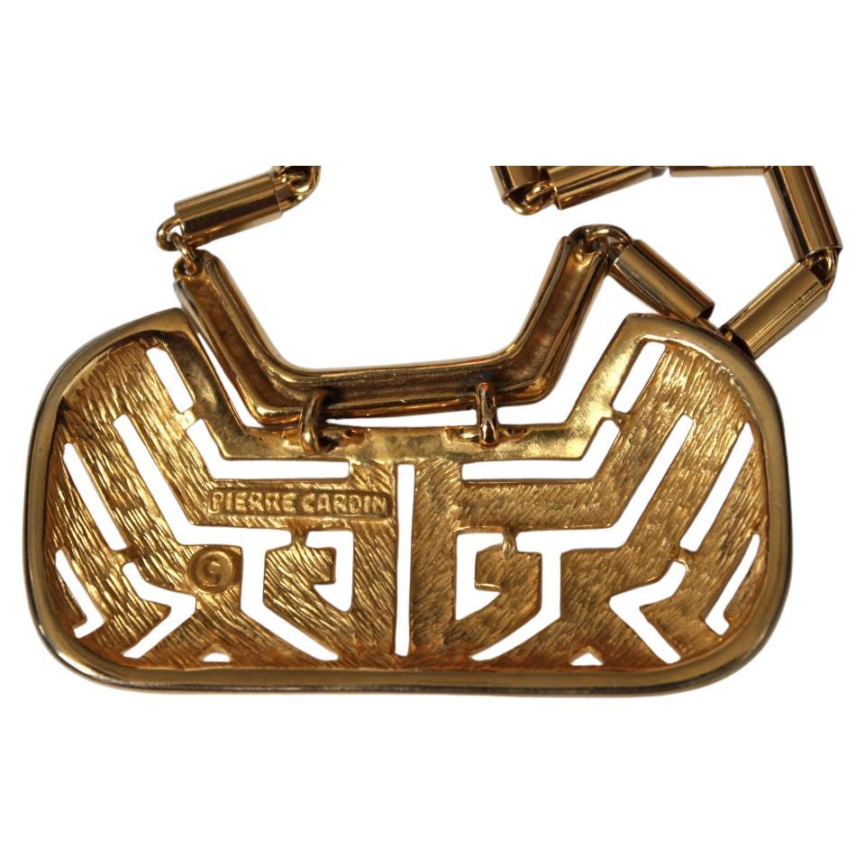 1960er Jahre PIERRE CARDIN vergoldete modernistische Halskette im Angebot 1