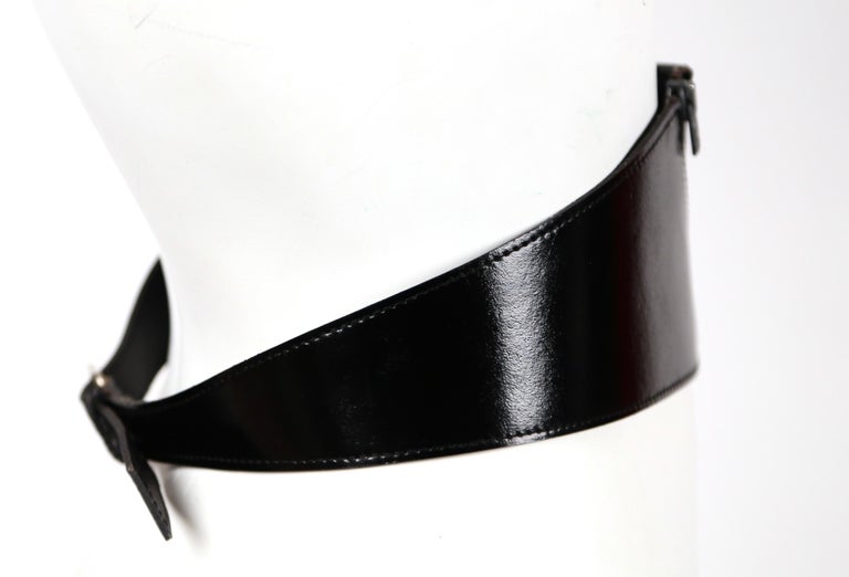 1980's AZZEDINE ALAIA black patent leather belt with zipper detail For ...