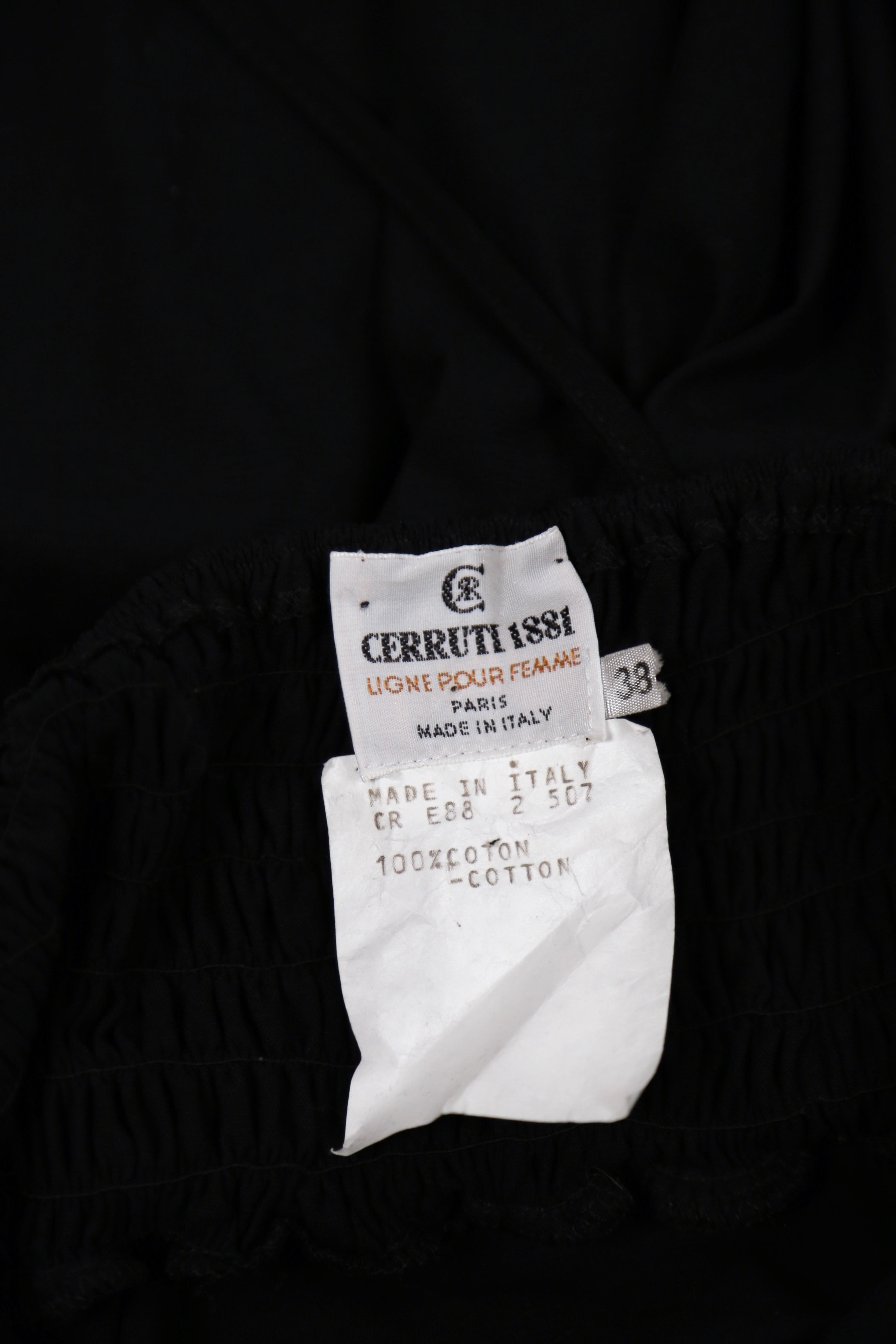 Black 1990's CERRUTI 1881 black shirred cotton dress For Sale