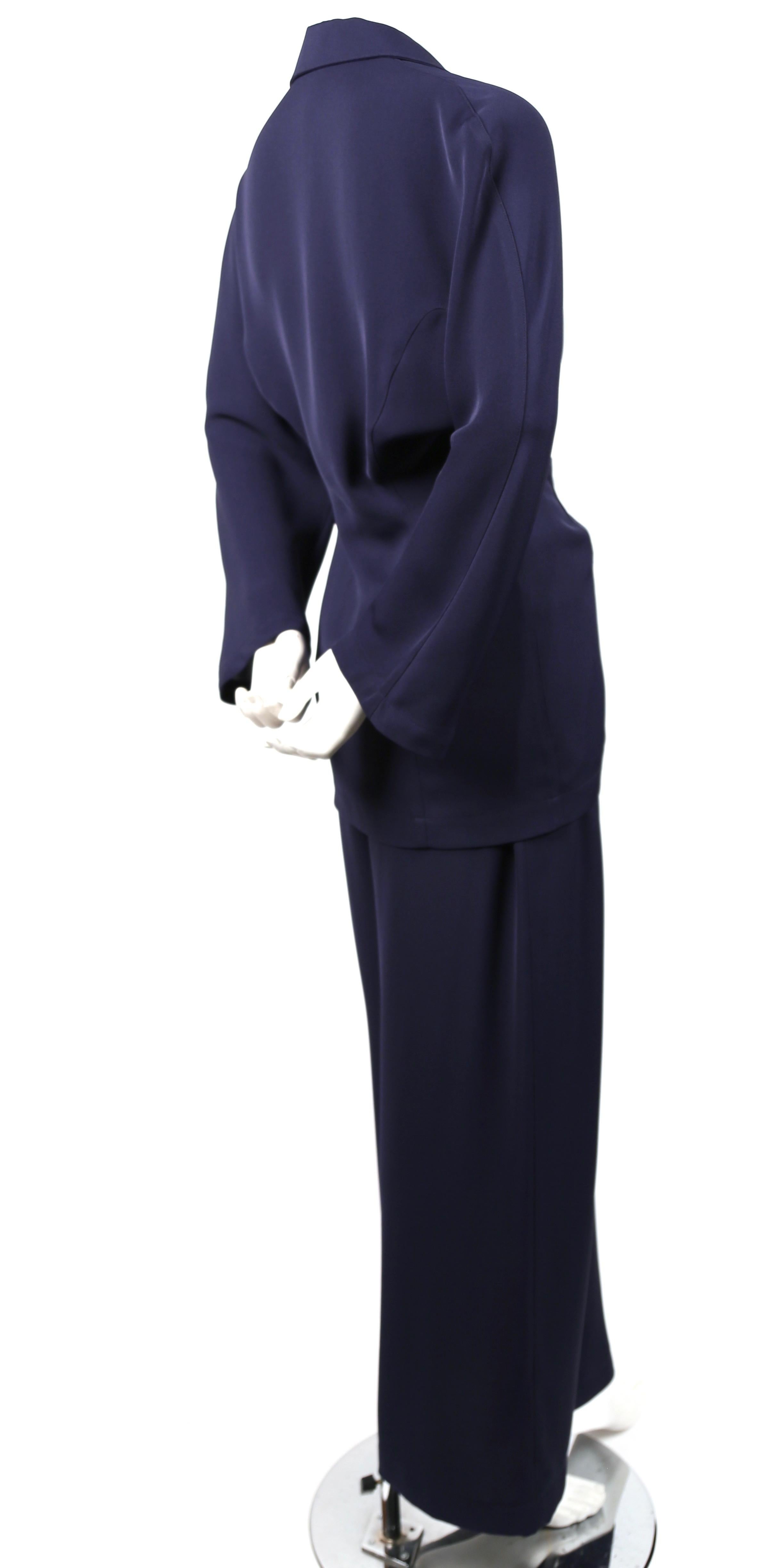 1990's THIERRY MUGLER navy blue suit with wrap jacket In Excellent Condition In San Fransisco, CA