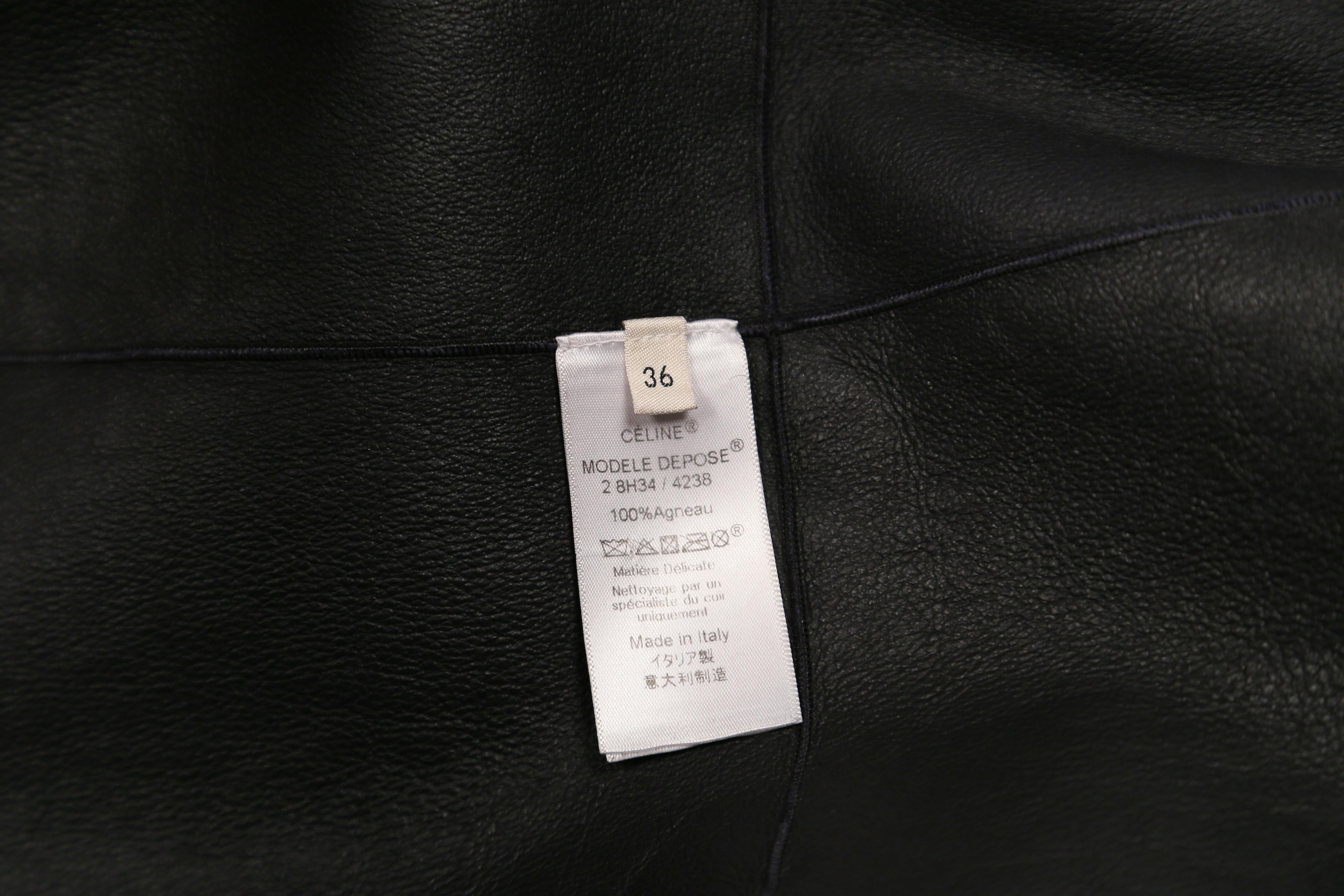 CELINE by PHOEBE PHILO navy blue shearling coat In Good Condition In San Fransisco, CA