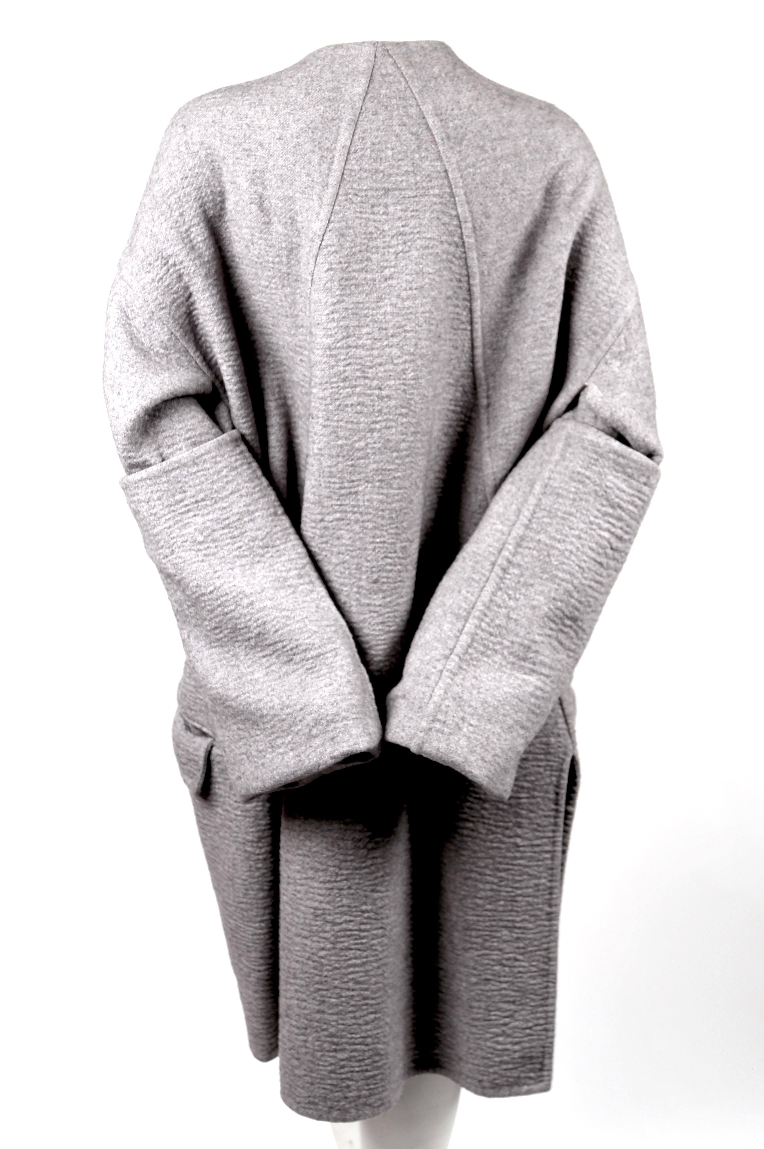 Women's or Men's 2013 CELINE by PHOEBE PHILO grey cashmere runway coat with exaggerated sleeves