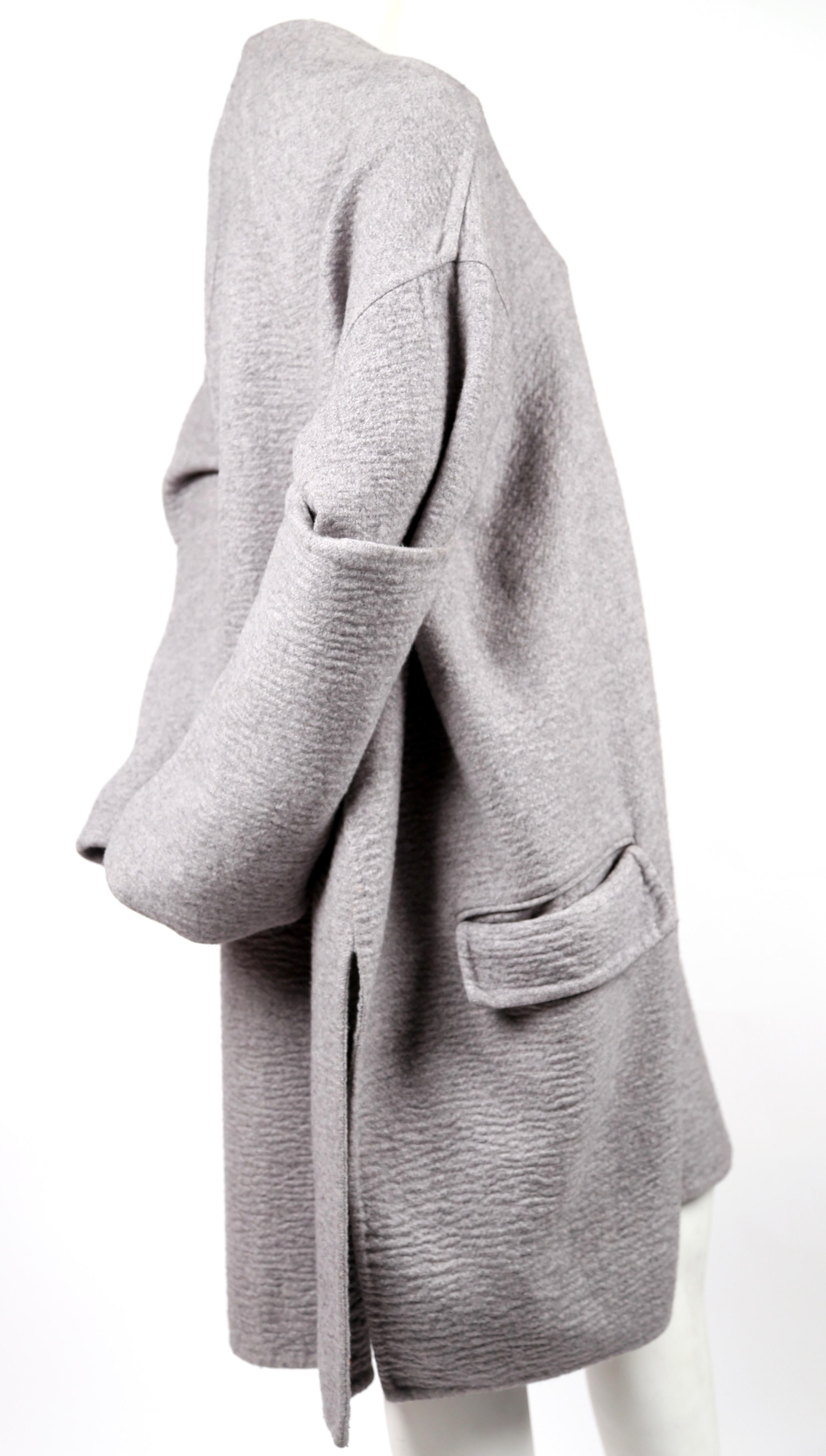 Gray 2013 CELINE by PHOEBE PHILO grey cashmere runway coat with exaggerated sleeves