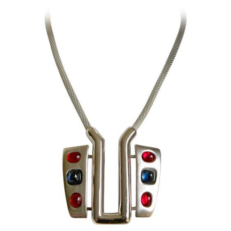Collana PIERRE CARDIN anni '60 con vetro in vendita su 1stDibs