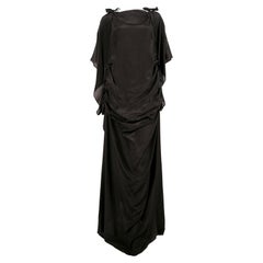 Retro 1970's KENZO JAP black silk dress with ruching