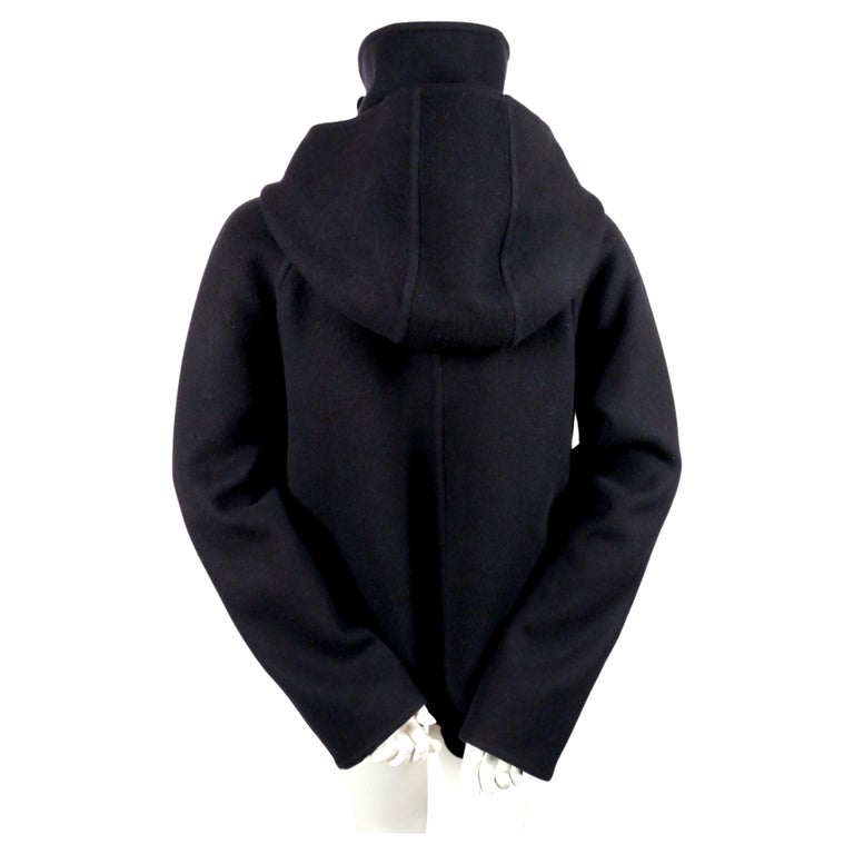 new 2014 CELINE by PHOEBE PHILO navy hooded cashmere jacket with patch ...