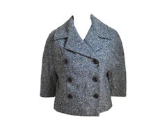 Giacca cropped in lana nera Jacques Heim degli anni '50