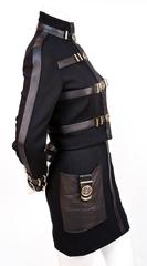very rare 1992 GIANNI VERSACE couture black wool & leather bondage suit