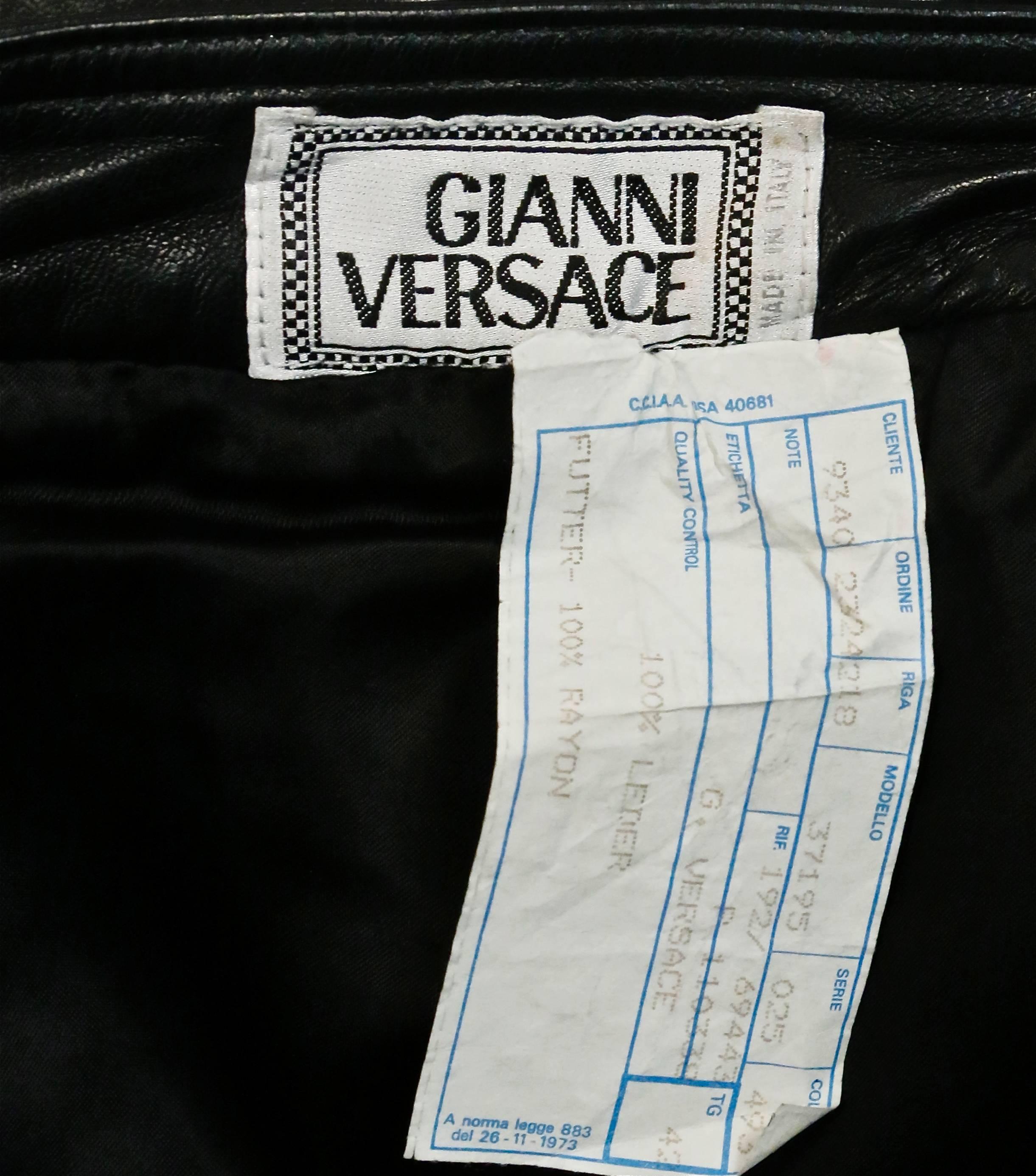 Black Iconic GIANNI VERSACE Bondage Harness silk blouse and leather skirt Fall 1992