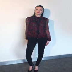 Chanel black and red silk blouse