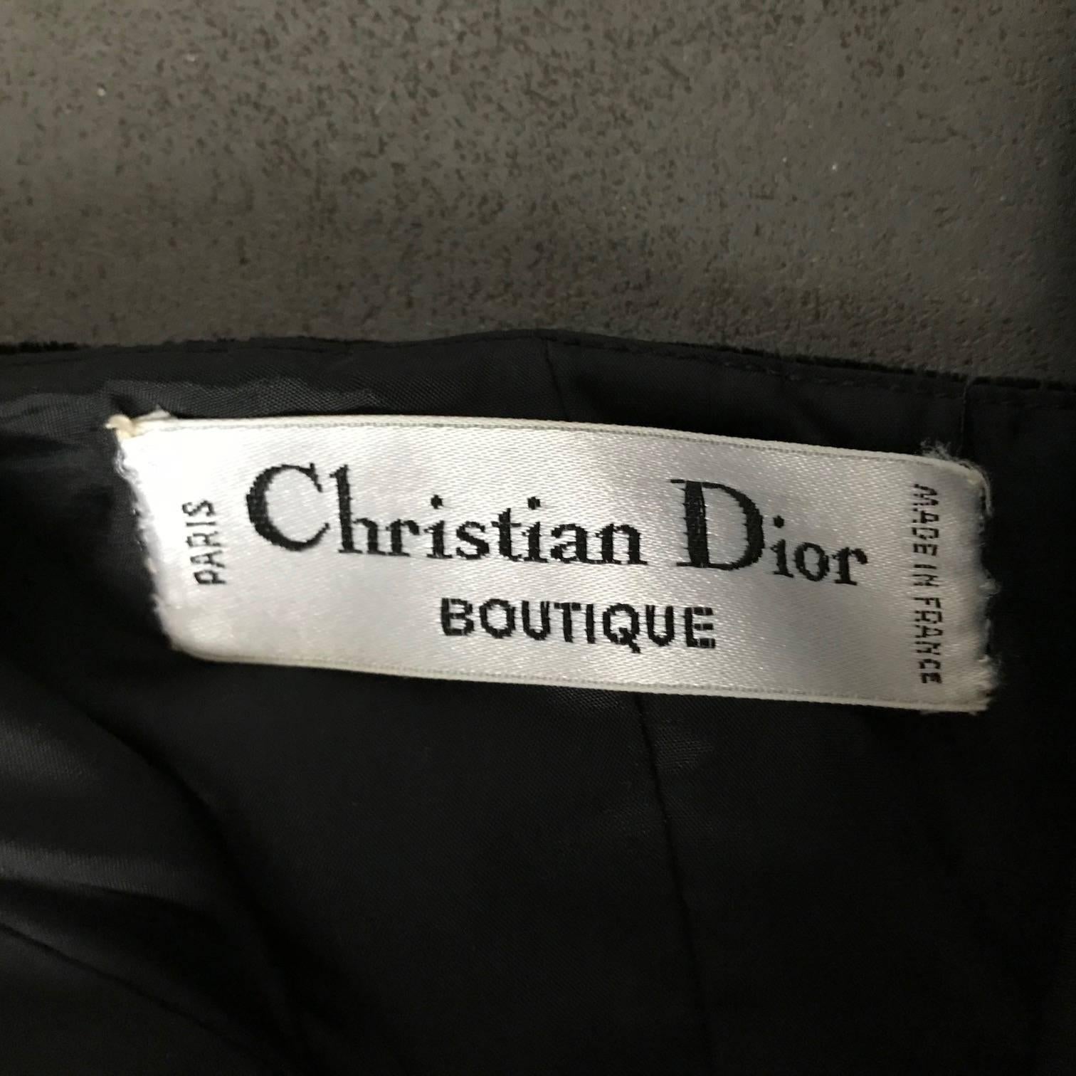 Christian Dior black and red velvet dress, circa 1985 In Excellent Condition For Sale In Paris, FR