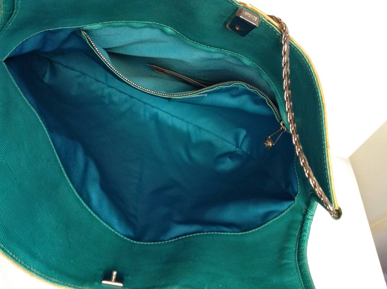 Gianni Versace Vintage Exotic Leather Colour Block Bag For Sale 5