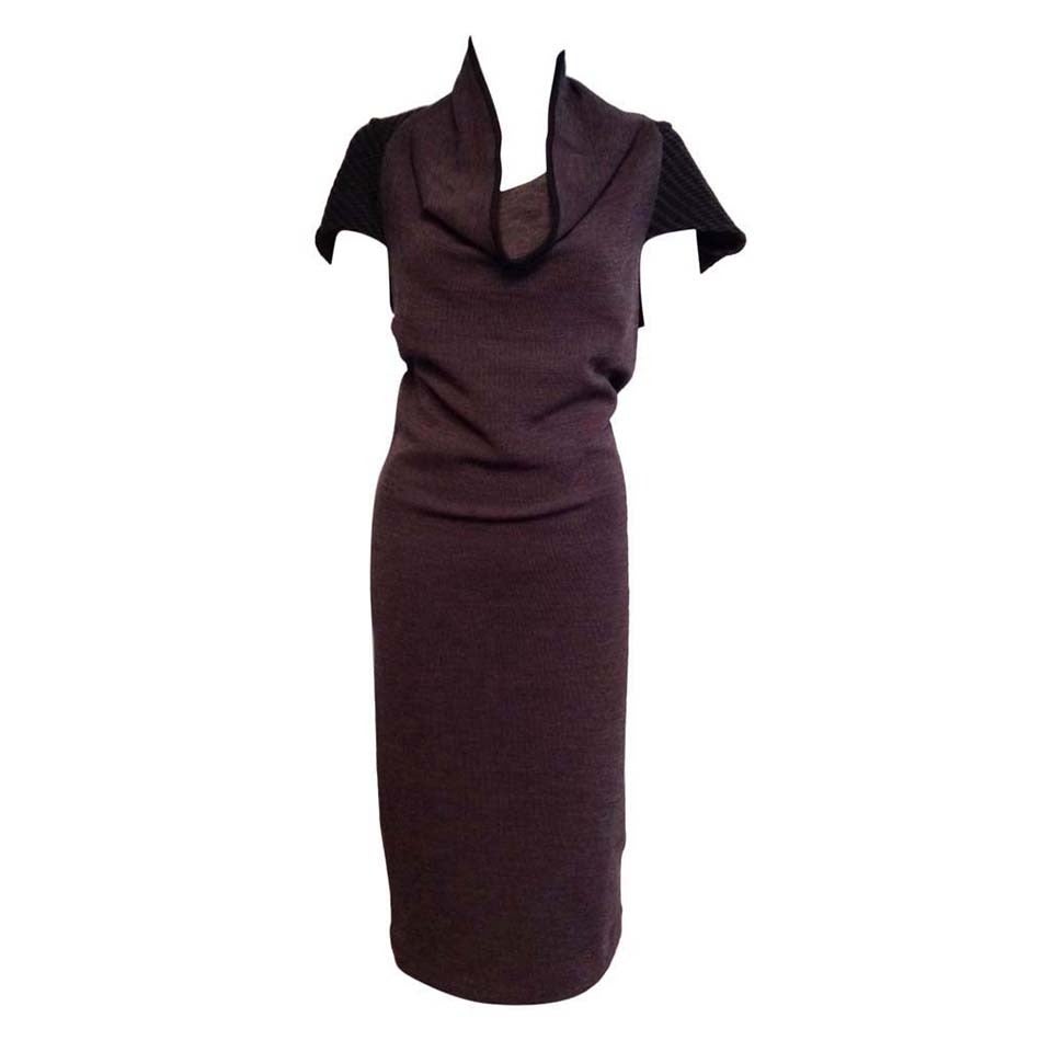 Roland Mouret Taupe Wool dress Size 6 For Sale