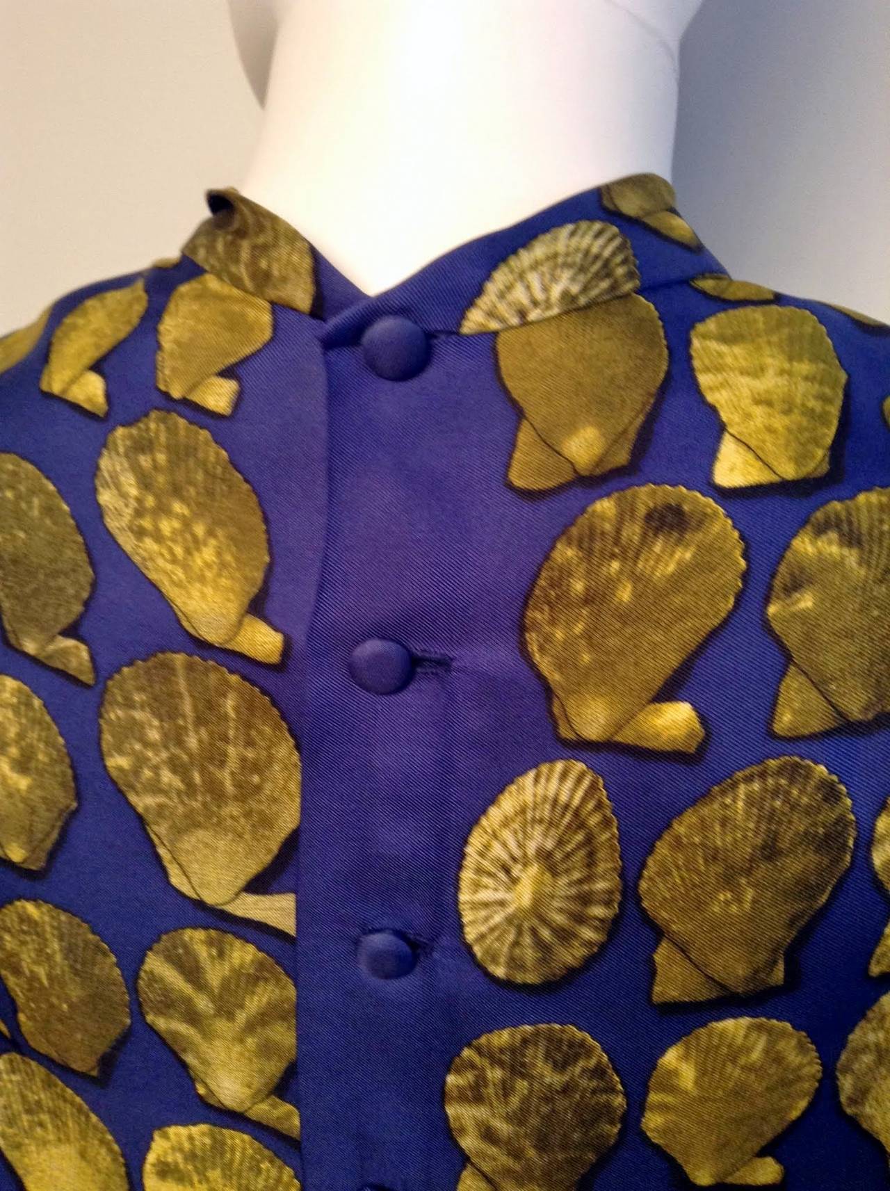 Hermes Vintage Silk Shell Tie Blouse size 44/10 For Sale 2