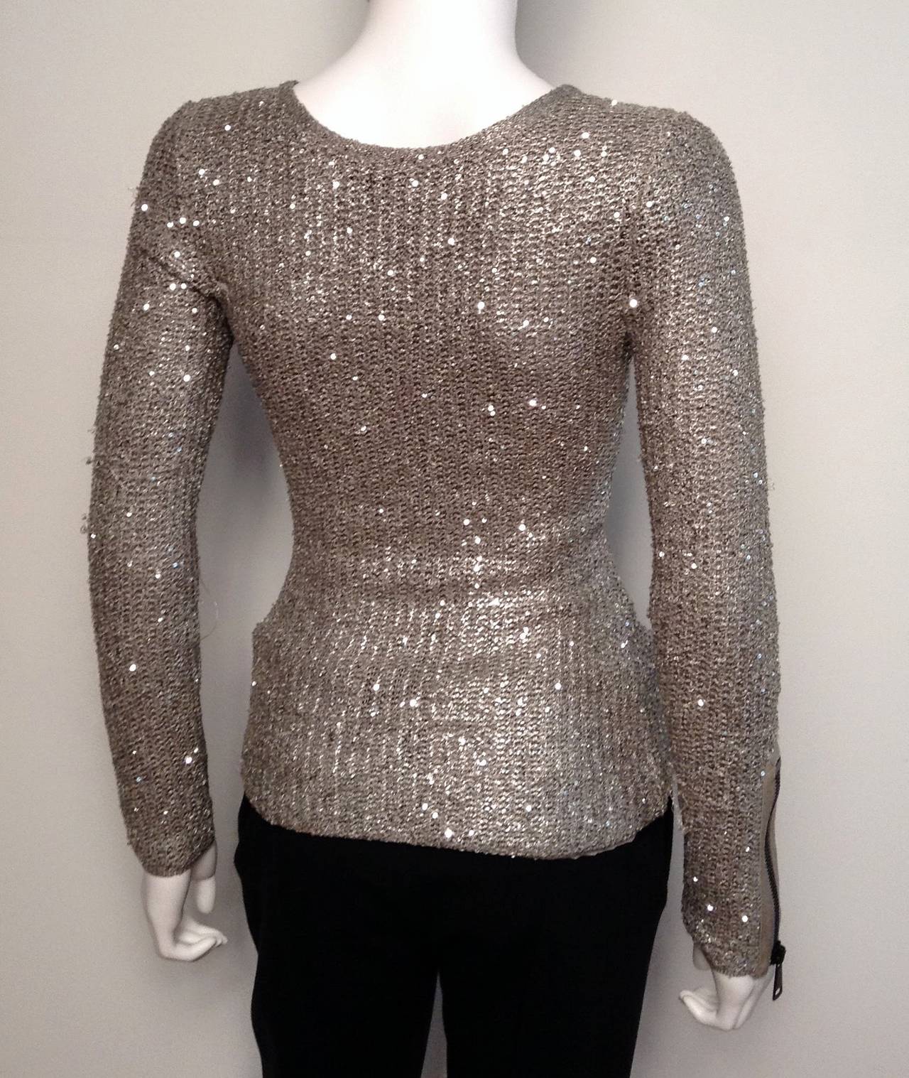 Tom Ford Grey Mesh Sequin Knit Sweater Size S Unworn 3