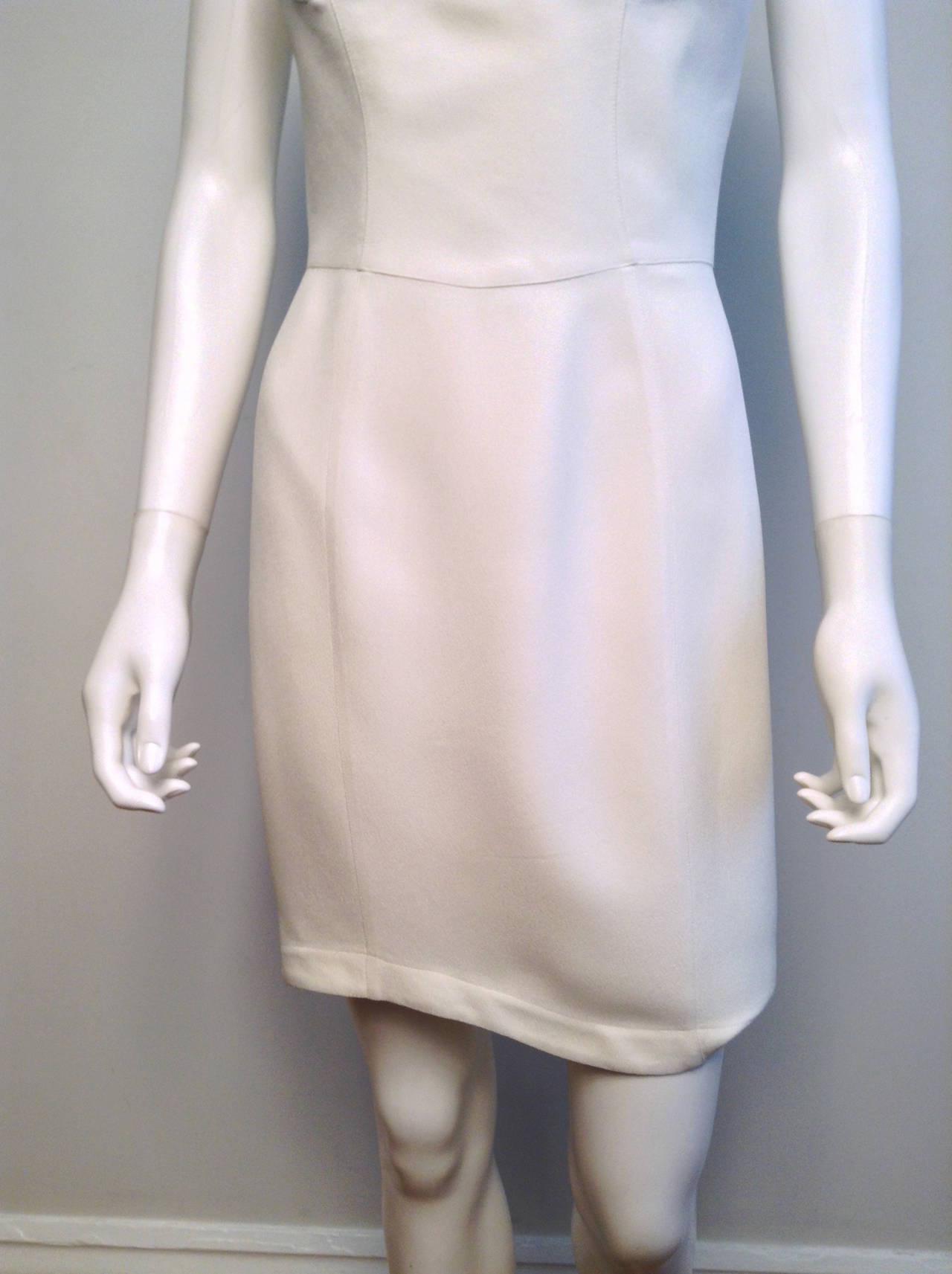 Thierry Mugler Vintage White Mini Dress Size 40 In Good Condition In Toronto, Ontario