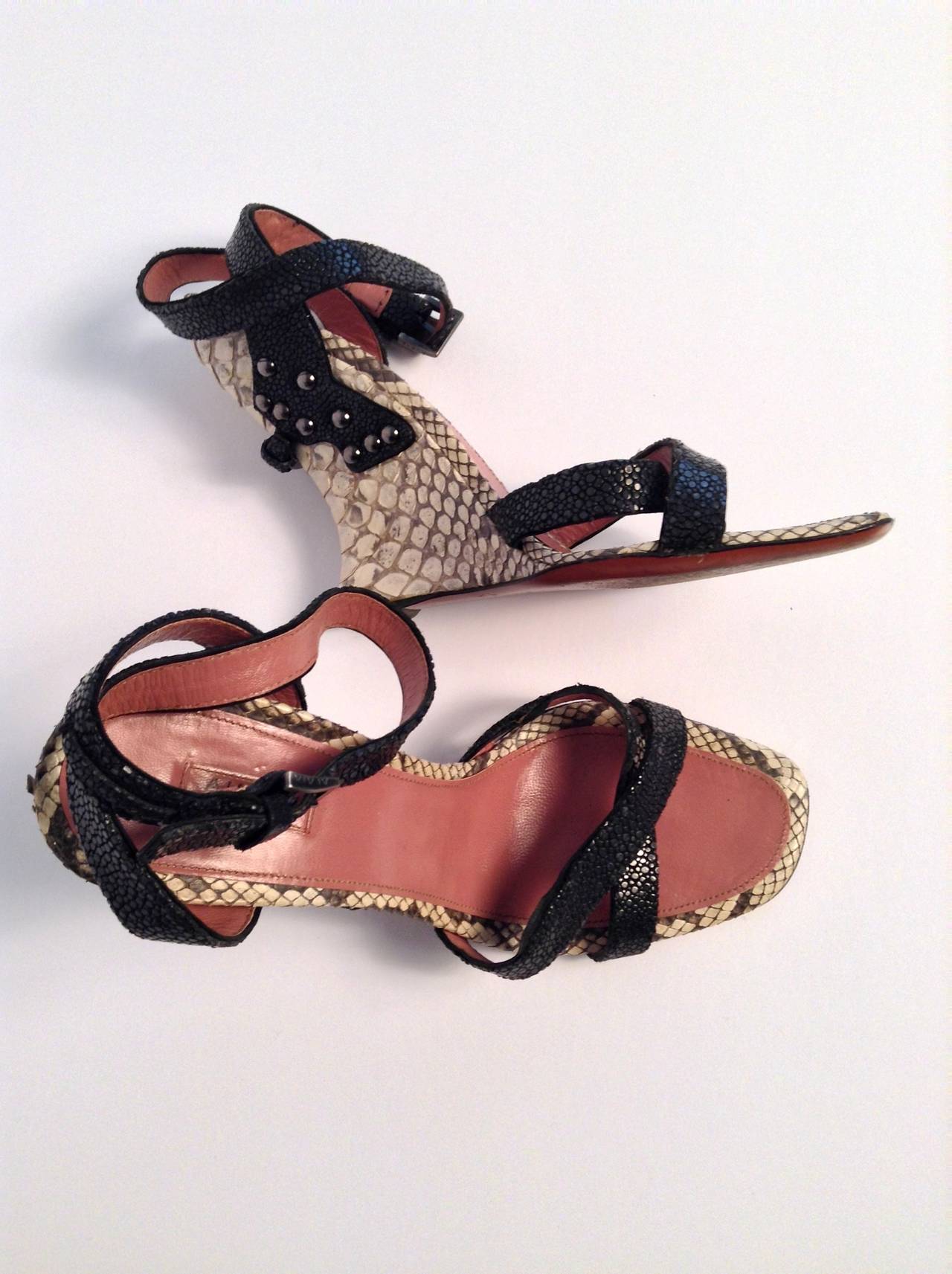Azzedine Alaia Python and Black Wedge Sandal Size 39 For Sale 5