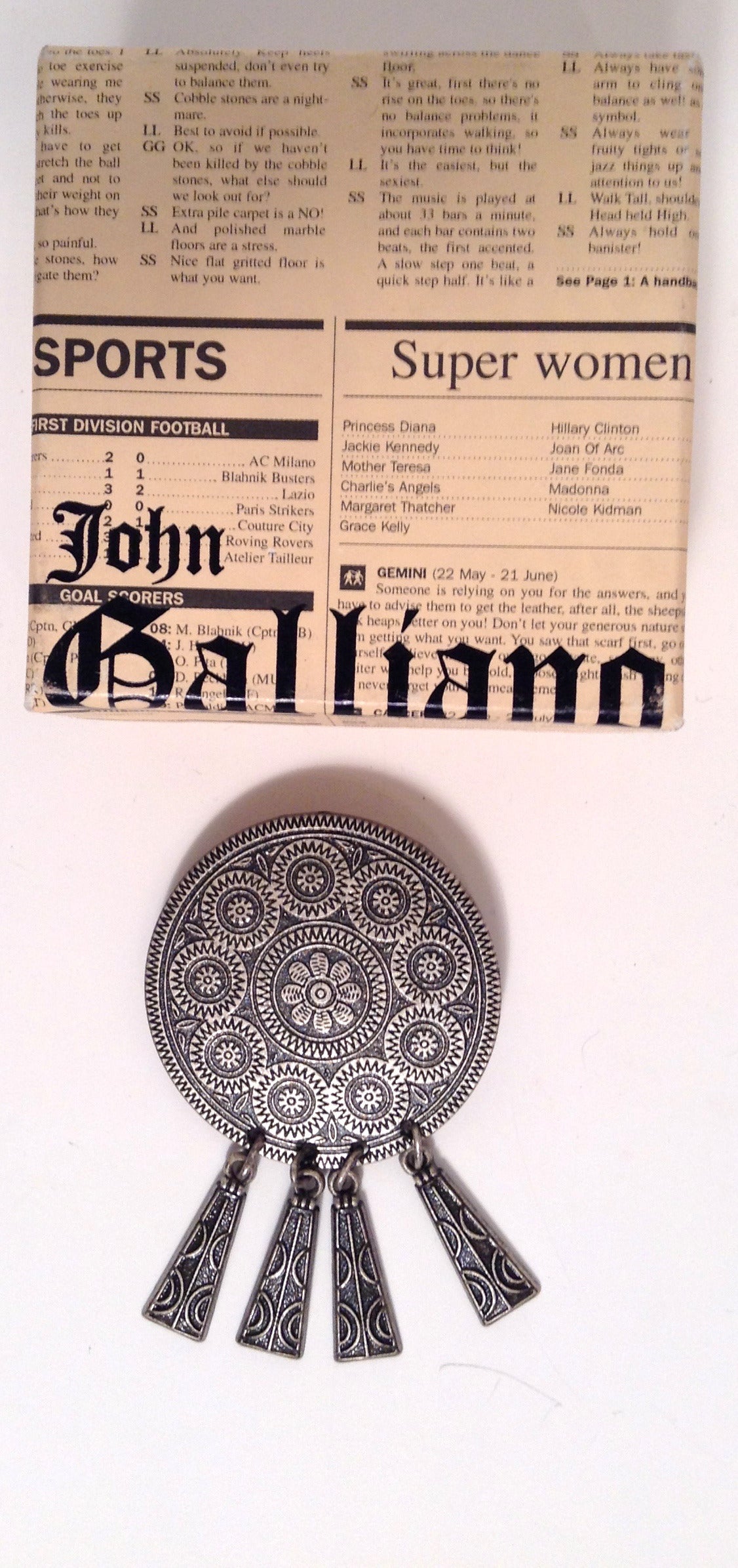 Women's or Men's John Galliano Silver Pin