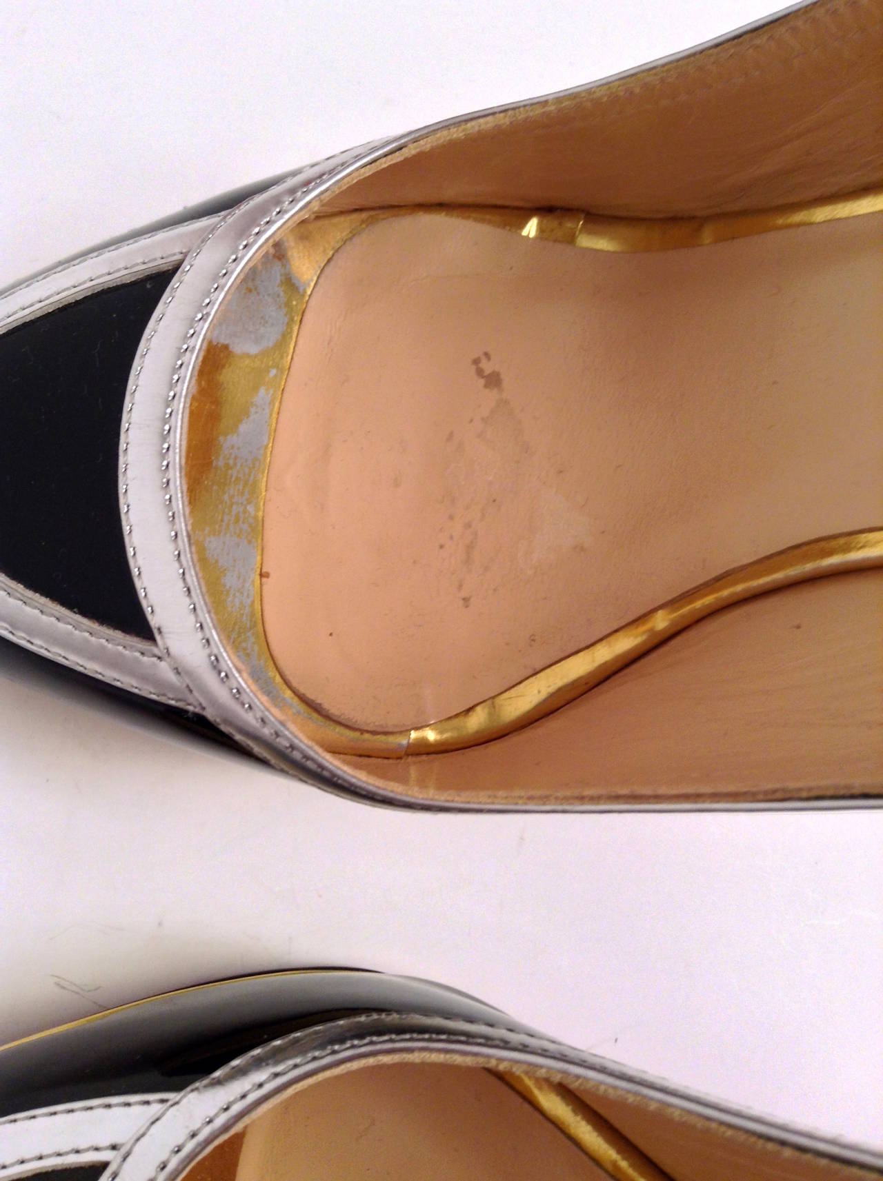 Christian Louboutin Black Patent Peep toe Sling Back Size 39/8 4