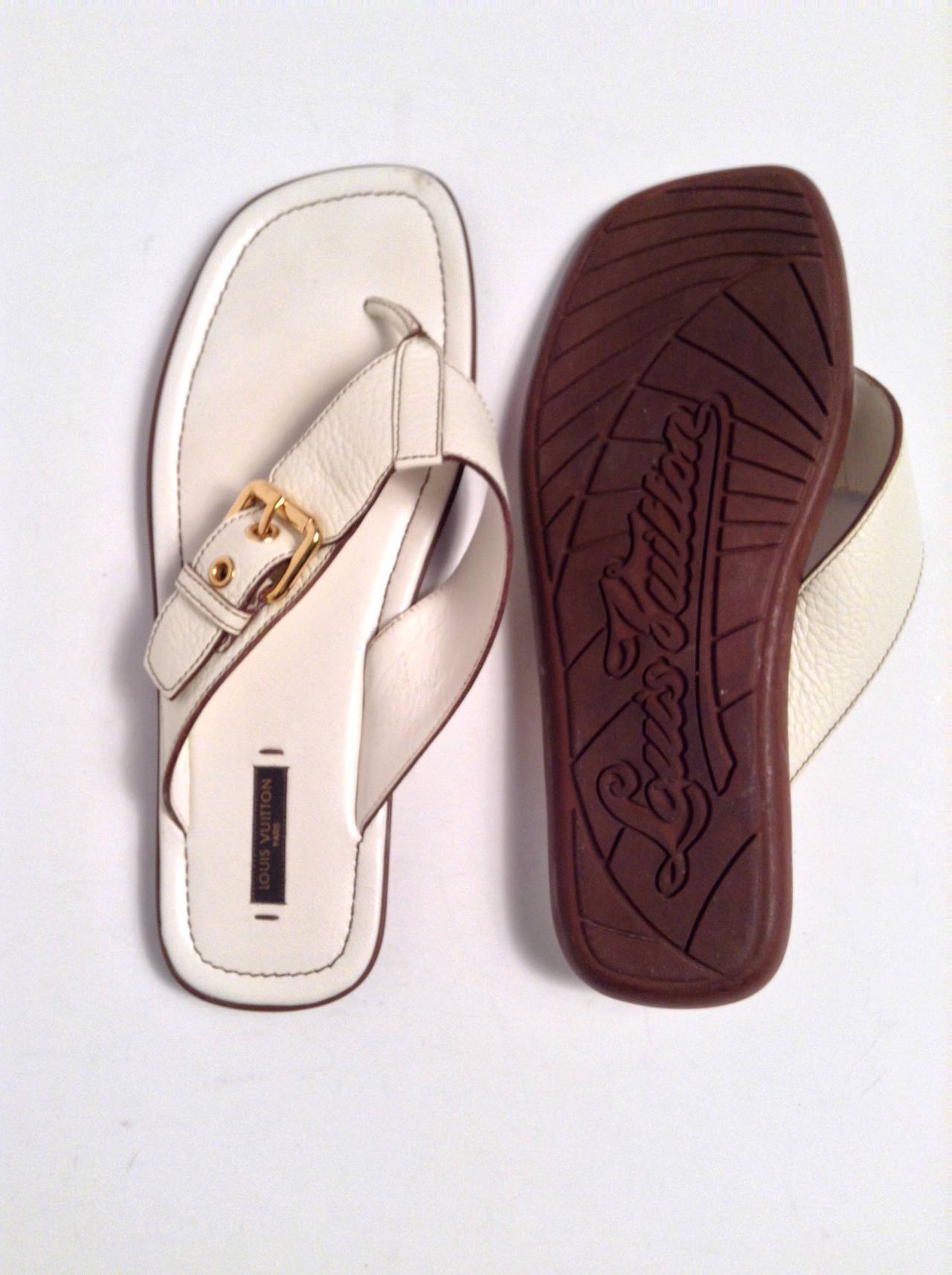 Louis Vuitton Cream leather Thong Sandal Size 38 3